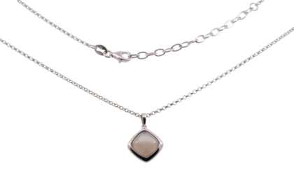 Wilhelm M&uuml;ller Halsschmuck Ref.-Nr.: 762671119 925/- Silber, Rhodiniert  1 Mondstein Grau  L&auml;nge 43+5cm
