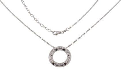 Wilhelm M&uuml;ller Halsschmuck Ref.-Nr.: 762677119 925/- Silber, Rhodiniert  18 Zirkonia  Wei&szlig;  L&auml;nge 43+5cm