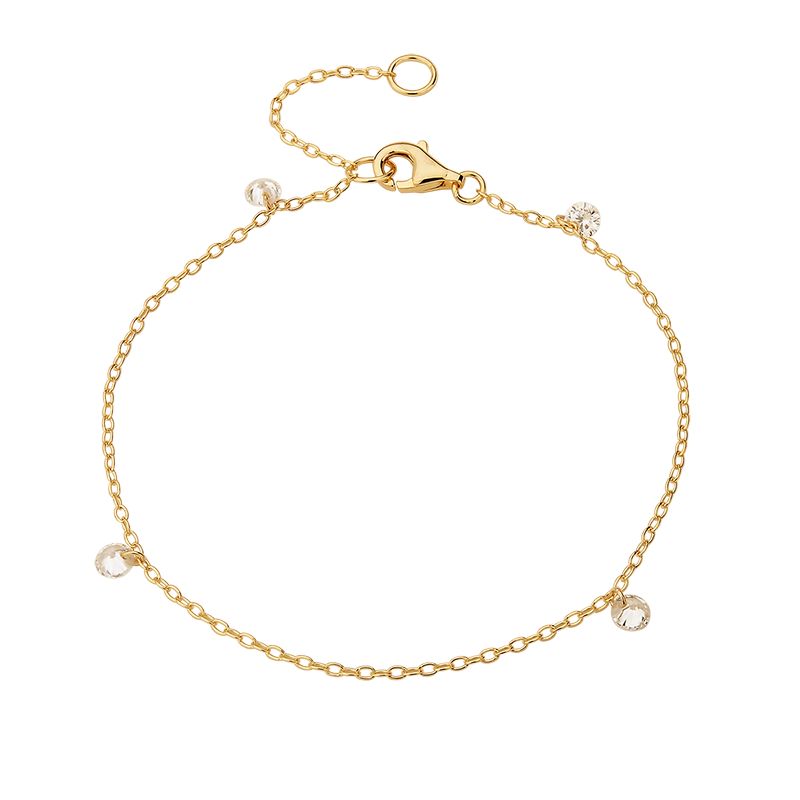 Engelkemper Armband Ref.-Nr.: 5-211959-001 925/- Silber, gelb  3 Zirkonia  Wei&szlig;  L&auml;nge 17+3 cm