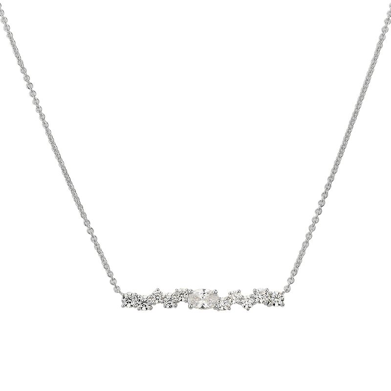 Engelkemper Halsschmuck Ref.-Nr.: 5-215751-001 925/- Silber, Rhodiniert  Zirkonia  Wei&szlig;  L&auml;nge 42+2+3 cm