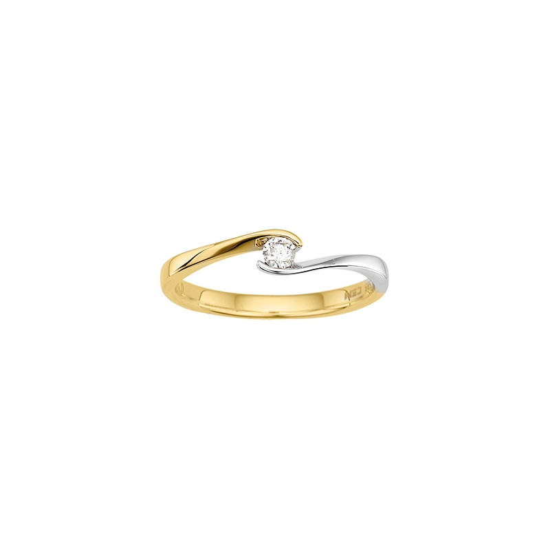 Engelkemper Ringe Ref.-Nr.: 6-205258-001 585/- Gold, bicolor  1 Diamant Wesselton  Weiss kleine Einschl&uuml;sse Brillantschliff 0,05ct.  Ringgr&ouml;&szlig;e 56