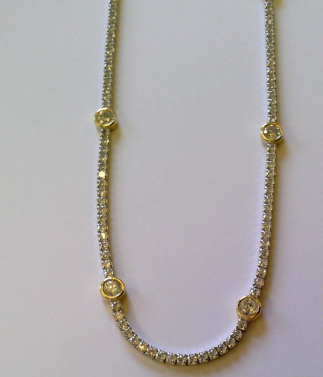 Engelkemper Halsschmuck Ref.-Nr.: 5-215609-001 925/- Silber, bicolor  Zirkonia  Wei&szlig;  L&auml;nge 42+3cm