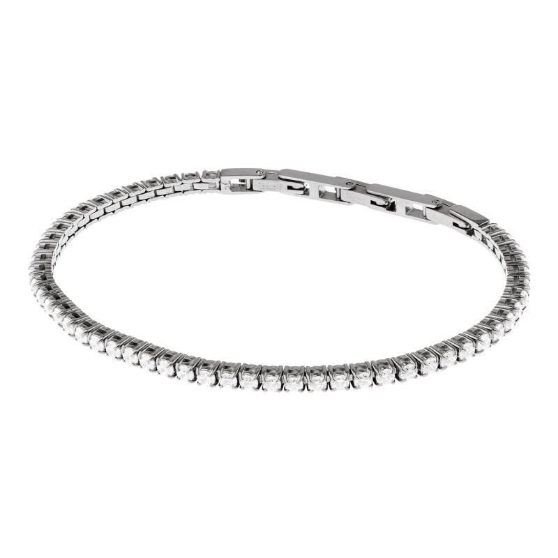 Ernstes Design Armband Ref.-Nr.: A655 Edelstahl  Zirkonia  Wei&szlig;  L&auml;nge 16+