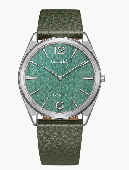 Citizen Solar Armbanduhren Herrenuhren Ziffernblatt: Gr&uuml;n Index   Leder Solar 30 Meter Ref.-Nr.: AR3120-32X  