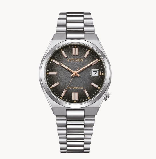 Citizen Automatik Herrenuhren Ziffernblatt: Grau/ Anthrazit Index  Edelstahl  Gliederband Automatik 50 Meter Ref.-Nr.: NJ0200-50E  