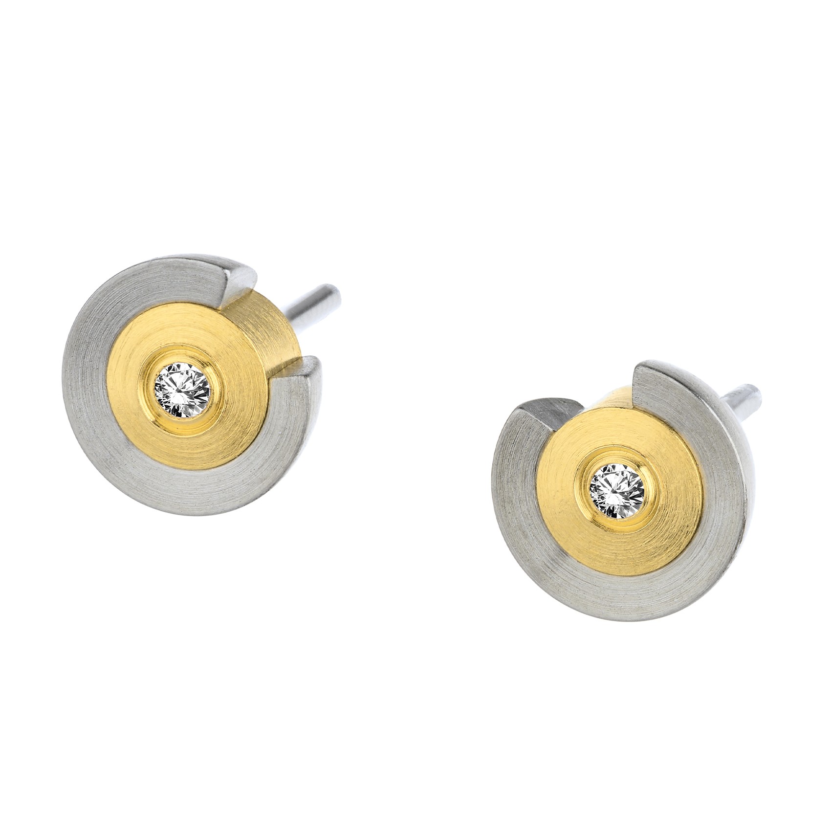 Ernstes Design Ohrringe Ref.-Nr.: E746 Edelstahl, bicolor  2 Diamant Top wesselton feines wei&szlig; kleine Einschl&uuml;sse Brillantschliff 0,02ct. 