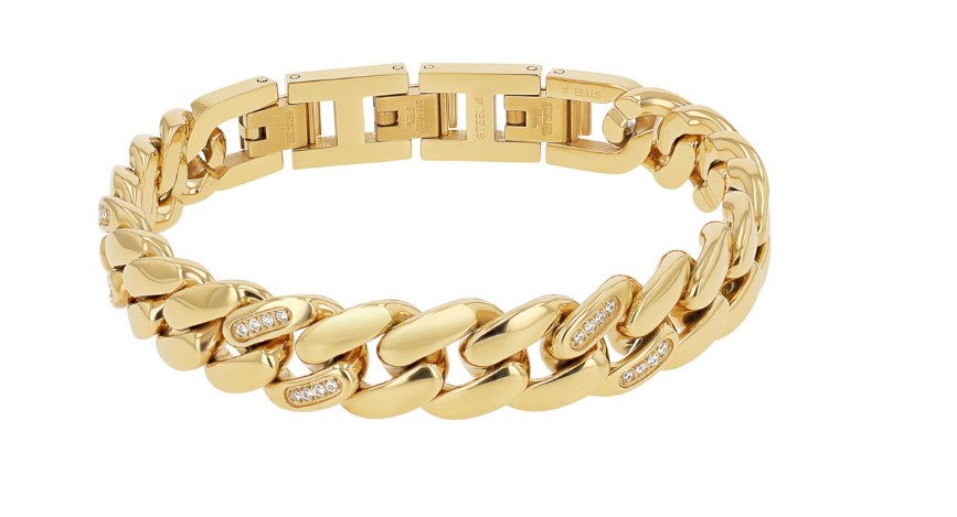 Joop! Armband Ref.-Nr.: 2040557 Edelstahl, gelb  Zirkonia  Wei&szlig;  L&auml;nge 17+3 cm