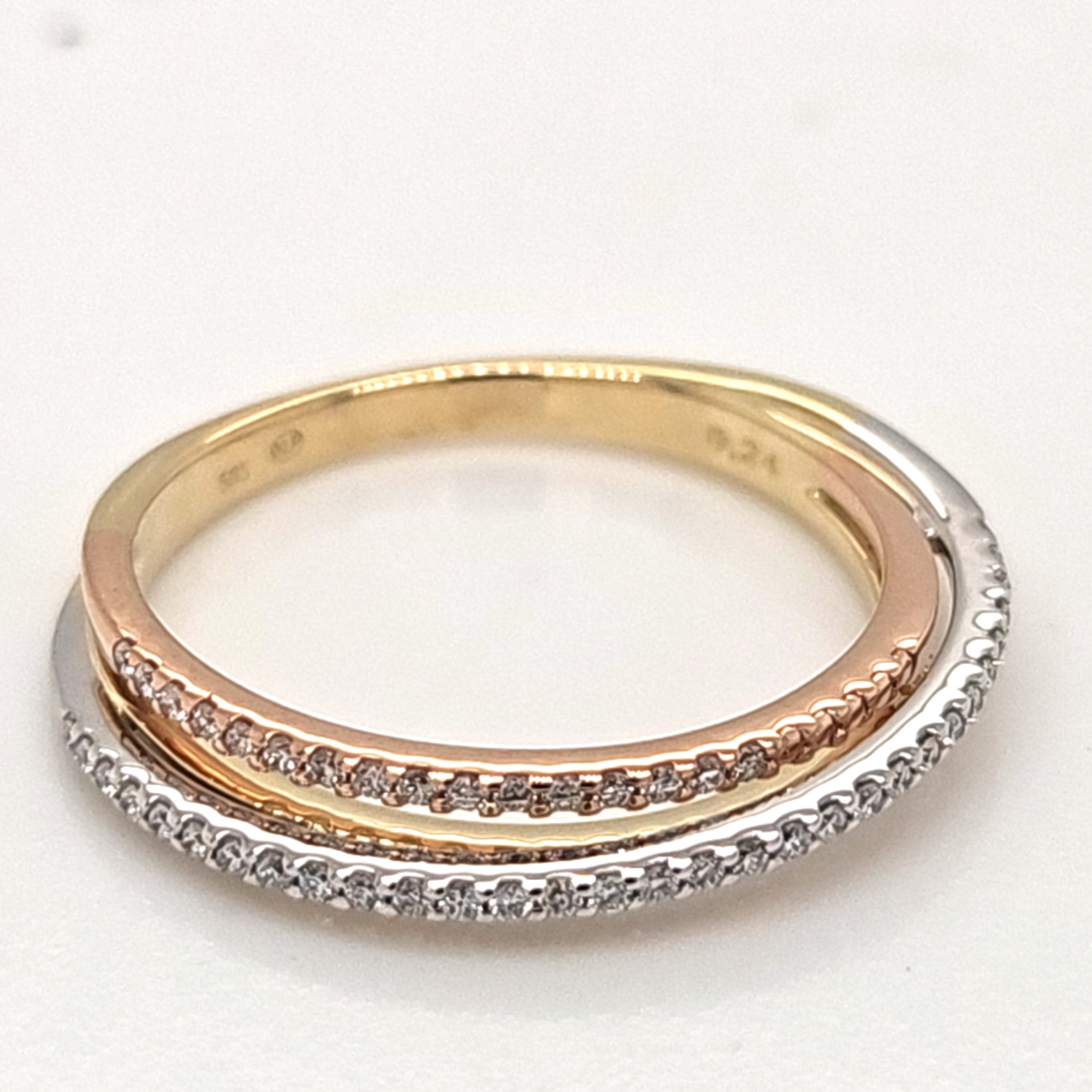 Linkenheil Ringe Ref.-Nr.: 41314-1550 585/- Gold, Tricolor G/W/R  Diamant Wesselton  Weiss kleine Einschl&uuml;sse Brillantschliff 0,24ct.  Ringgr&ouml;&szlig;e 55