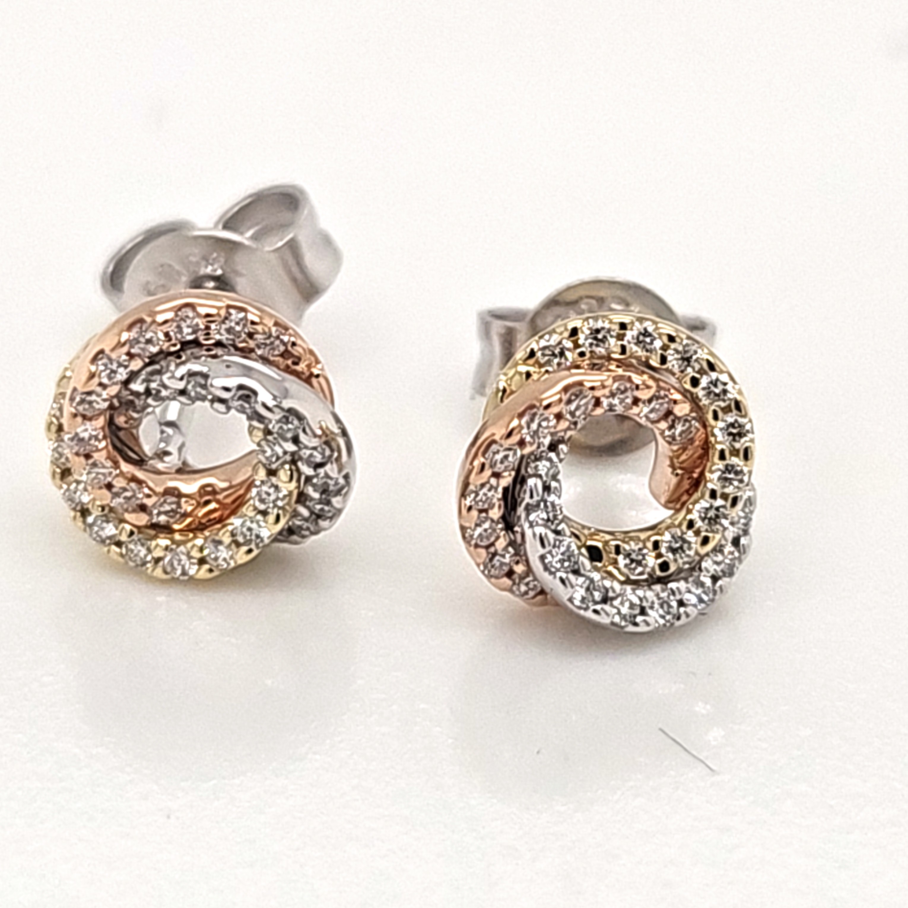 Linkenheil Ohrschmuck Ref.-Nr.: 41316-3550 585/- Gold, Tricolor G/W/R  Diamant Wesselton  Weiss kleine Einschl&uuml;sse Brillantschliff 0,19ct. 