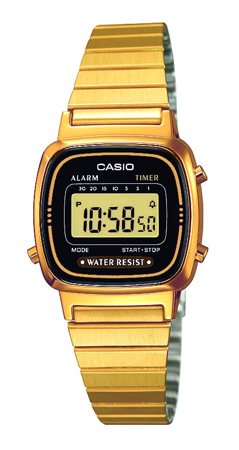 Die CASIO VINTAGE MINI UHR LA670WEGA-1EF bietet ein digitales Zifferblatt mit arabischen Indizes und Quarzwerk. Sie ist antiallergen und nickelfrei. Das Geh&auml;use besteht aus Kunststoff/Silikon mit synthetischem Plastikglas und ist goldfarben. Mit Edelstahlarmband, schwarzem Zifferblatt und Datumsfunktion. Ideal als elegantes Armbanduhren-Accessoire f&uuml;r den Alltag. Tragen Sie sie zu Casual- oder Business-Outfits.