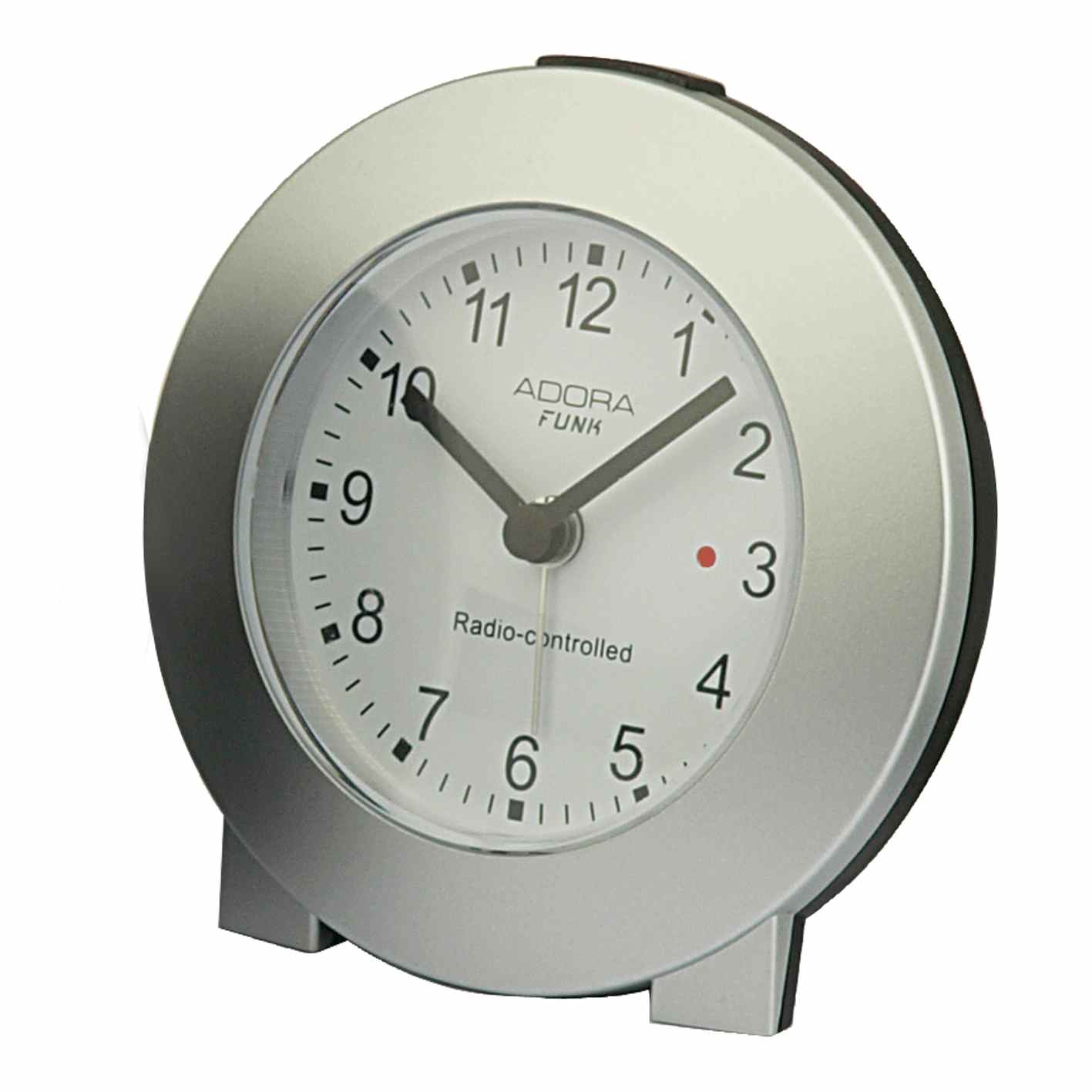 Der Funkwecker Adora Silber FunkGU9002, Modellnummer 3-106623-001, bietet ein silberfarbenes Armband, ist aus Kunststoff/Silikon gefertigt und hat die Gr&ouml;&szlig;e 11. Dieses Modell verf&uuml;gt &uuml;ber keine Datumsanzeige. Am besten tr&auml;gt man den Wecker am Handgelenk, um stets eine pr&auml;zise Zeitanzeige zu haben. Perfekt f&uuml;r den t&auml;glichen Gebrauch!


