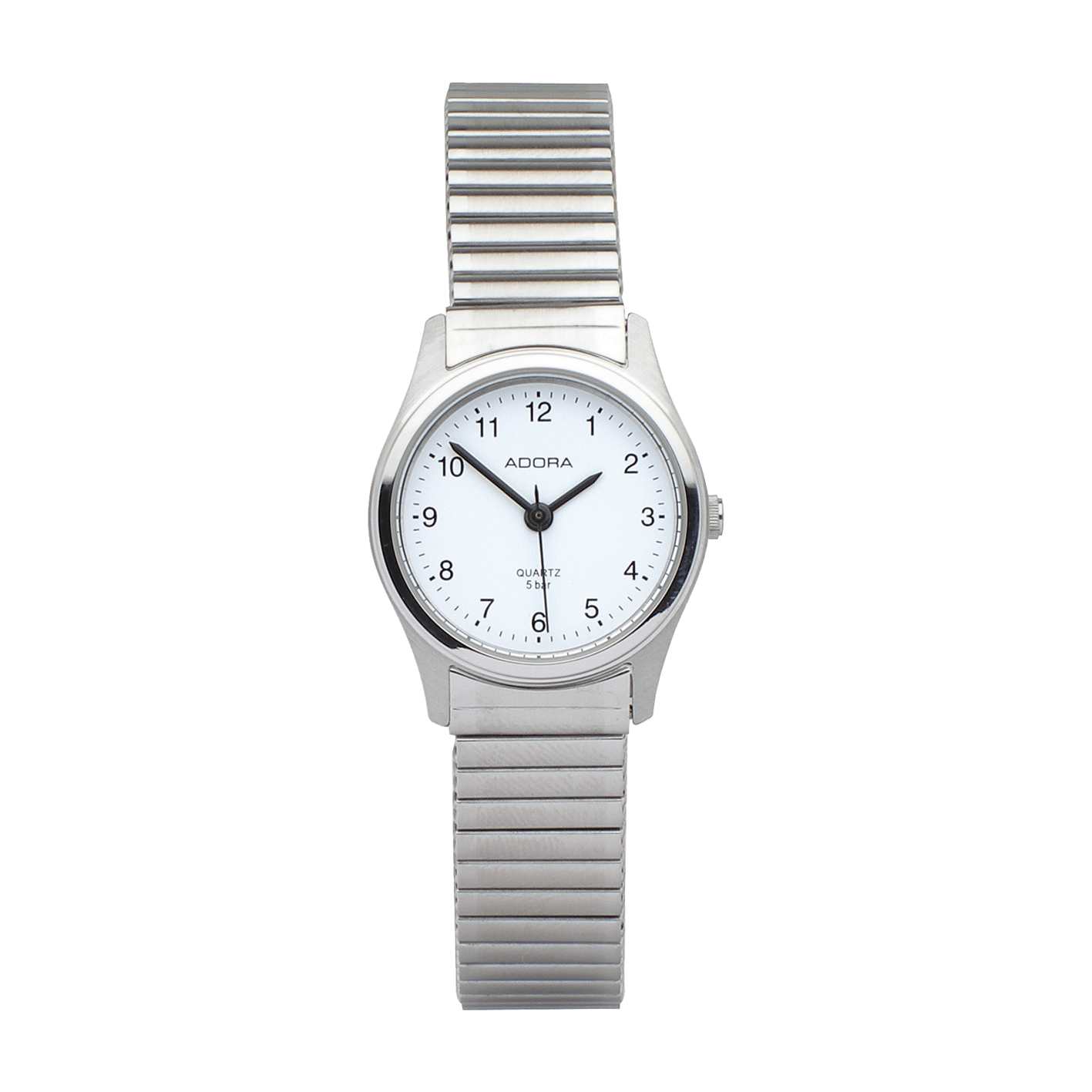Adora Armbanduhren Damenuhren Ziffernblatt: Weiss Index  EST/- Stahl Zugband Metall Quartz 50 Meter Ref.-Nr.: 1-200337-001 Ind.-Nr: 149897