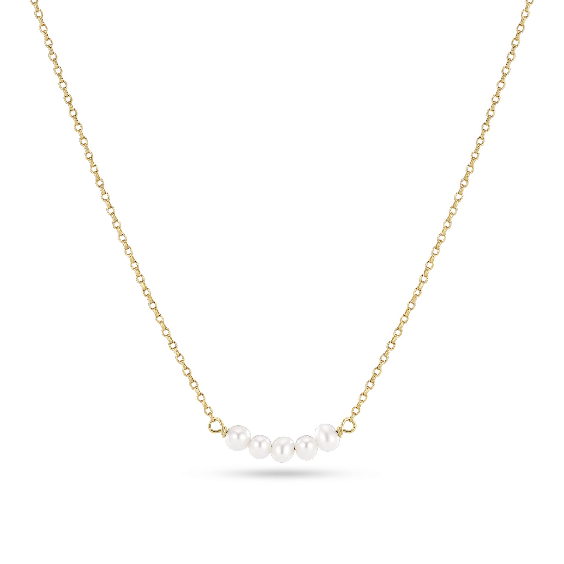 NECKLACE PERLA CINQUE 18K GOLD PLATED, WITH FRESHWATER PEARLS.
