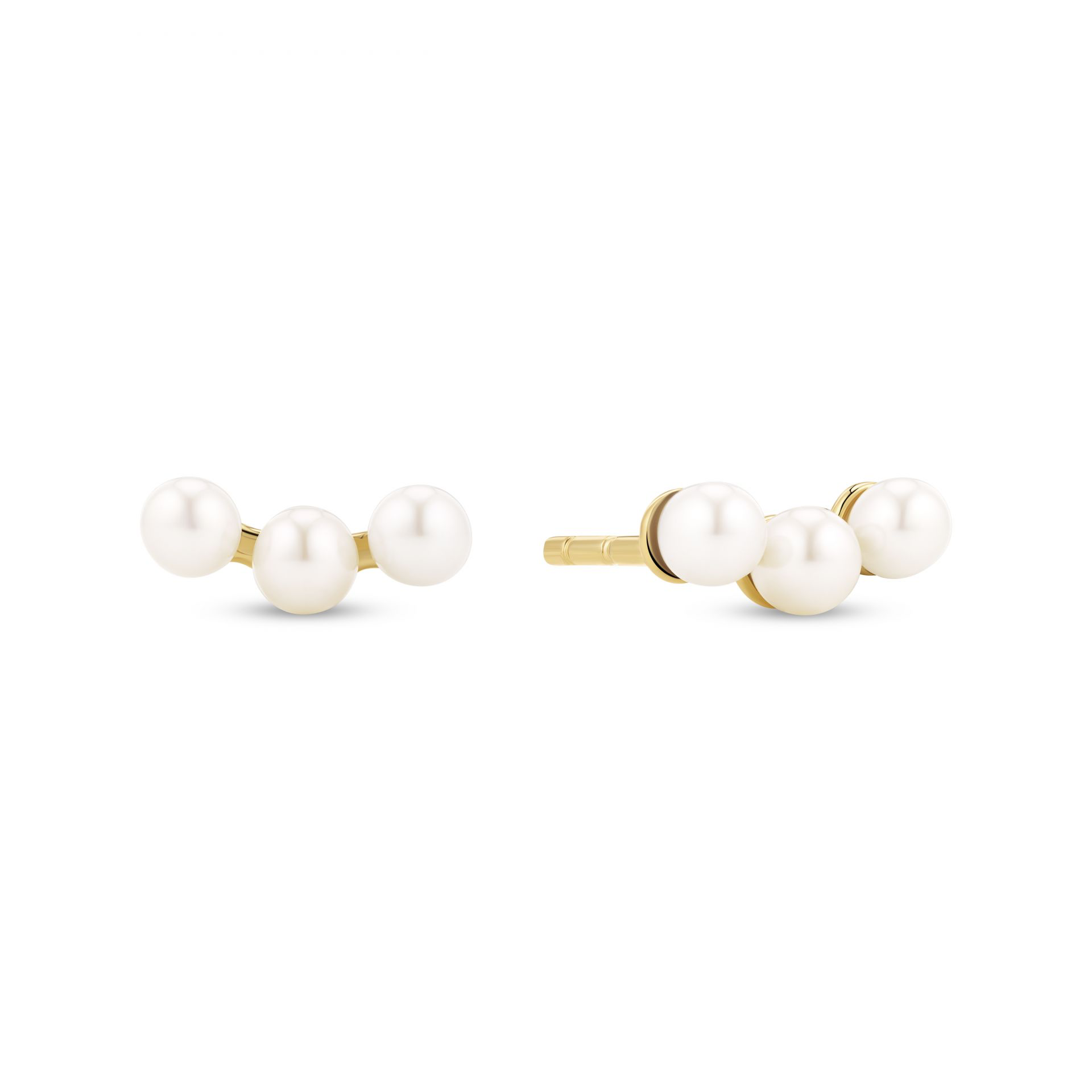 EARRINGS PERLA TRE 18K GOLD PLATED, WITH FRESHWATER PEARLS.