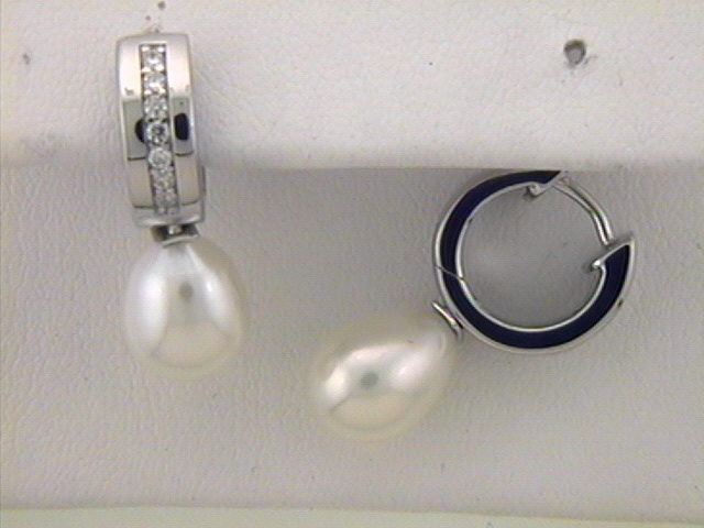 Kopf.-und Ohrschmuck Ref.-Nr.: OS 139027 925/- Silber 14 Zirkonia 2 China Zuchtperlen 9,0 bis 9,5 Oval 