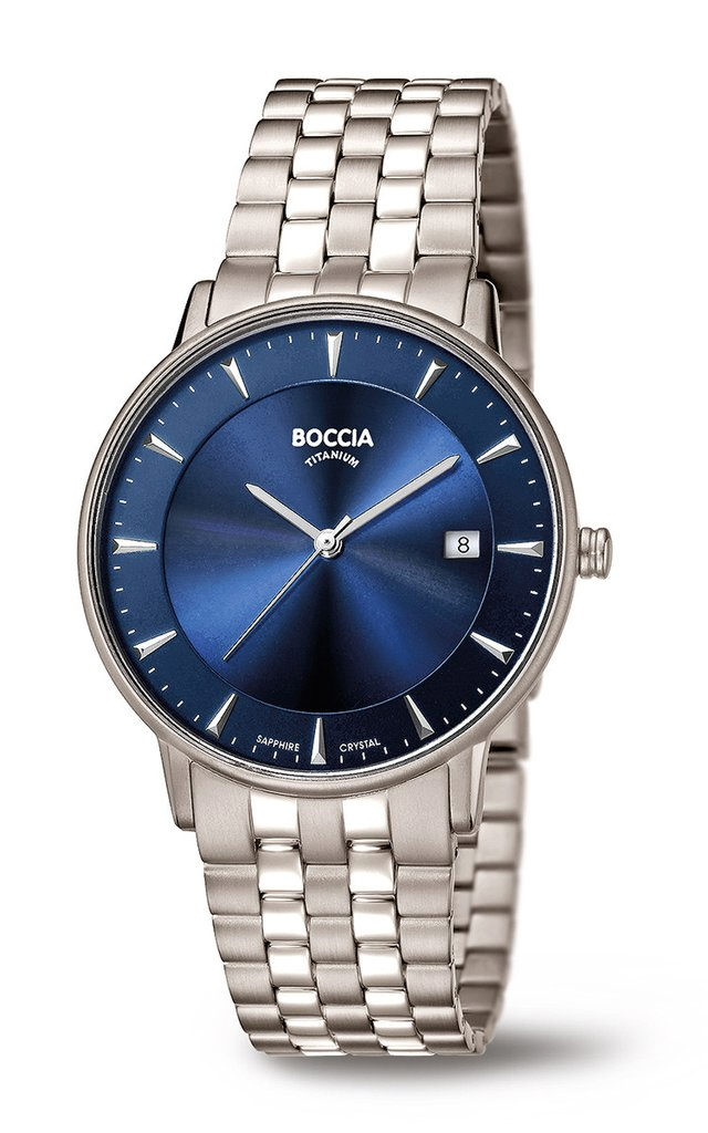 Die Boccia HU Metallband Uhr, Modellnummer 3607-03, beeindruckt durch folgende Merkmale: Sie besitzt ein Titangeh&auml;use und -band, ist hypoallergen, mit Datumsfunktion und in Silber gehalten. Die runde, leichte Armbanduhr wiegt 64 Gramm. Am besten passen Sie sie zu formeller oder Business-Kleidung, um ihren stilvollen Look zu betonen.