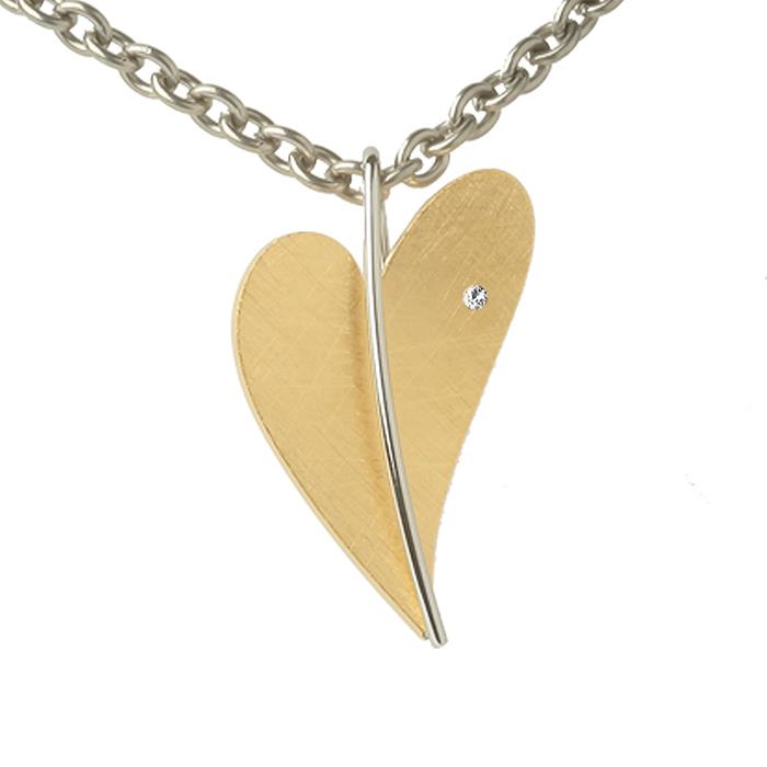 Ernstes Design Halsschmuck Ref.-Nr.: AN274 Stahl, gelb 1 Brillant Wei&szlig; Rund facettiert 0,016ct. 