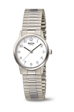 Boccia Damenuhren Ziffernblatt: Weiss Index  Zugband Metall Quartz 50 Meter Ref.-Nr.: 3318-02
