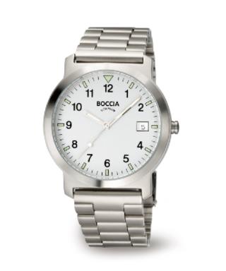 Boccia Herrenuhren Ziffernblatt: Hell Index  Gliederband Quartz 50 Meter Ref.-Nr.: 3630-01