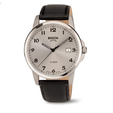Boccia Herrenuhren Ziffernblatt: hellgrau Index  Leder Quartz 100 Meter Ref.-Nr.: 3633-03