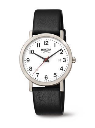 Boccia Herrenuhren Ziffernblatt: Weiss Index  Leder Quartz 50 Meter Ref.-Nr.: 3622-03