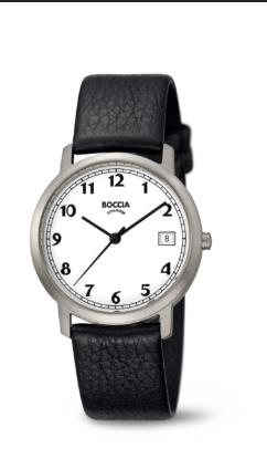 Die Boccia Herrenuhr Modell 3617-01 besticht durch ihr Titan-Geh&auml;use, das Leichtigkeit und Robustheit vereint. Das Lederarmband und das Quarzwerk unterstreichen ihren zeitlosen Stil. Mit einer Wasserdichtigkeit bis 50 Meter ist sie ideal f&uuml;r den t&auml;glichen Gebrauch. Am besten wird sie am Handgelenk getragen, um ihrem eleganten Design gerecht zu werden. Perfekt f&uuml;r moderne Gentlemen.