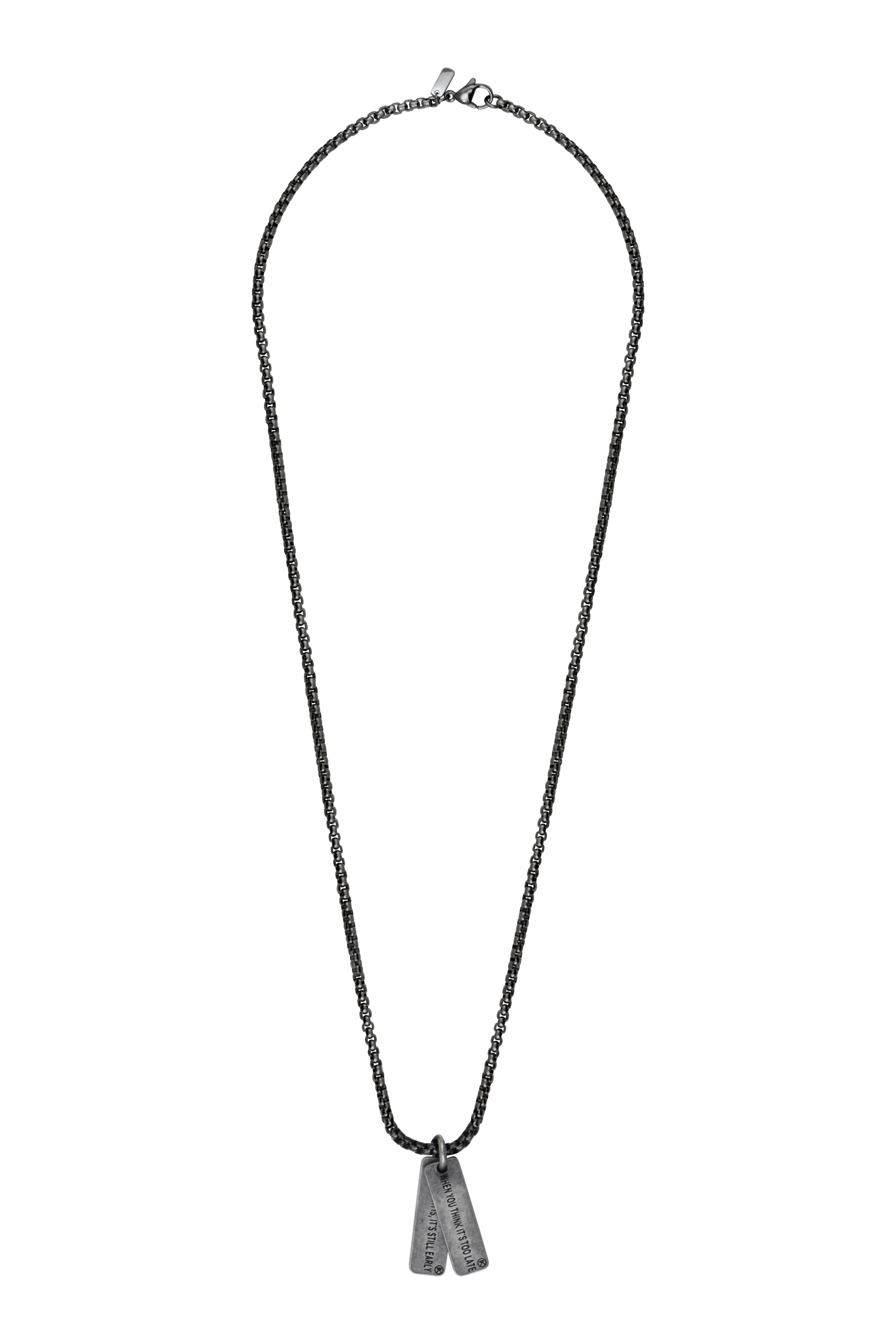 Ketting staal zwart met dubbele plaatjes