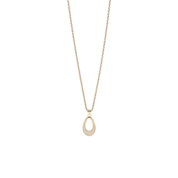  De 457-27-500 ketting straalt elegantie en warmte uit met haar verfijnde gouden afwerking. De druppelvormige hanger, bezet met fonkelende pavé-kristallen, vangt het licht prachtig op en creëert een luxueuze glans.  Gemaakt van hoogwaardige materialen met een gepolijste goudkleurige afwerking, combineert de 457-27-500 tijdloze klasse met modern comfort. De fijne ketting accentueert de elegante vorm van de hanger en maakt dit sieraad geschikt voor elke gelegenheid.  Een gouden sieraad dat elke look verrijkt met stijl, vrouwelijkheid en een vleugje verfijnde glamour. 