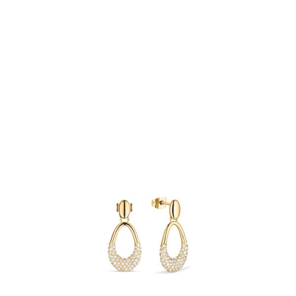  De 757-27-05 oorbellen combineren klassieke elegantie met een moderne, gouden uitstraling. Hun verfijnde druppelvorm is versierd met fonkelende pavé-kristallen die het licht prachtig vangen en een luxueuze glans creëren.  Gemaakt van hoogwaardige materialen met een gepolijste goudkleurige afwerking, zijn de 757-27-05 oorbellen comfortabel, stijlvol en tijdloos. De subtiele details en het veilige stekersysteem maken ze geschikt voor zowel dagelijks gebruik als speciale gelegenheden.  Een symbool van vrouwelijke gratie en verfijning – deze oorbellen voegen een vleugje gouden elegantie toe aan elke outfit. 