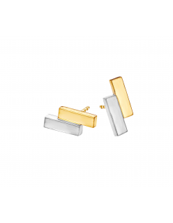 14K met zilver Oorsteker verspr 3mm/vierkant/bicolor
 
