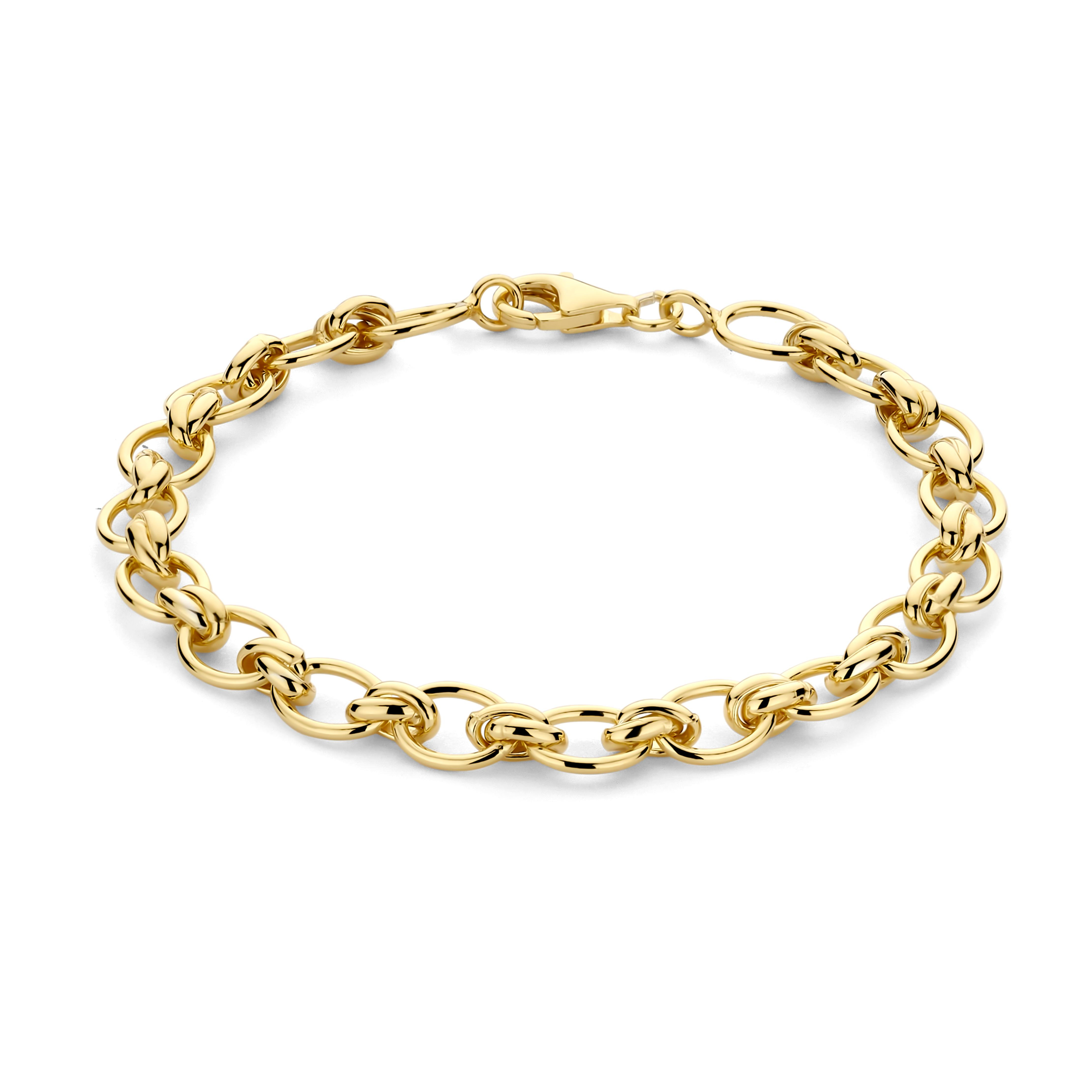 zilveren Rdl armband, verguld ovalen 19cm