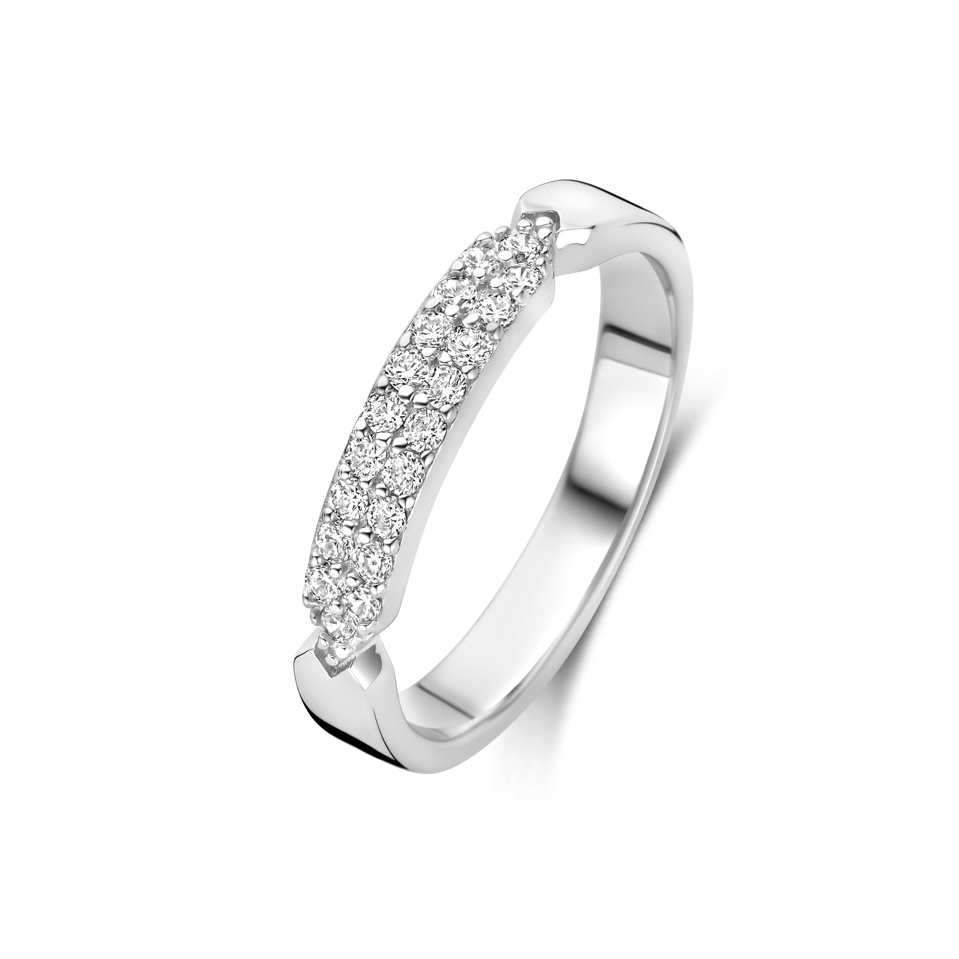 zilveren RdL ring, 2 rijen zirconias mt56