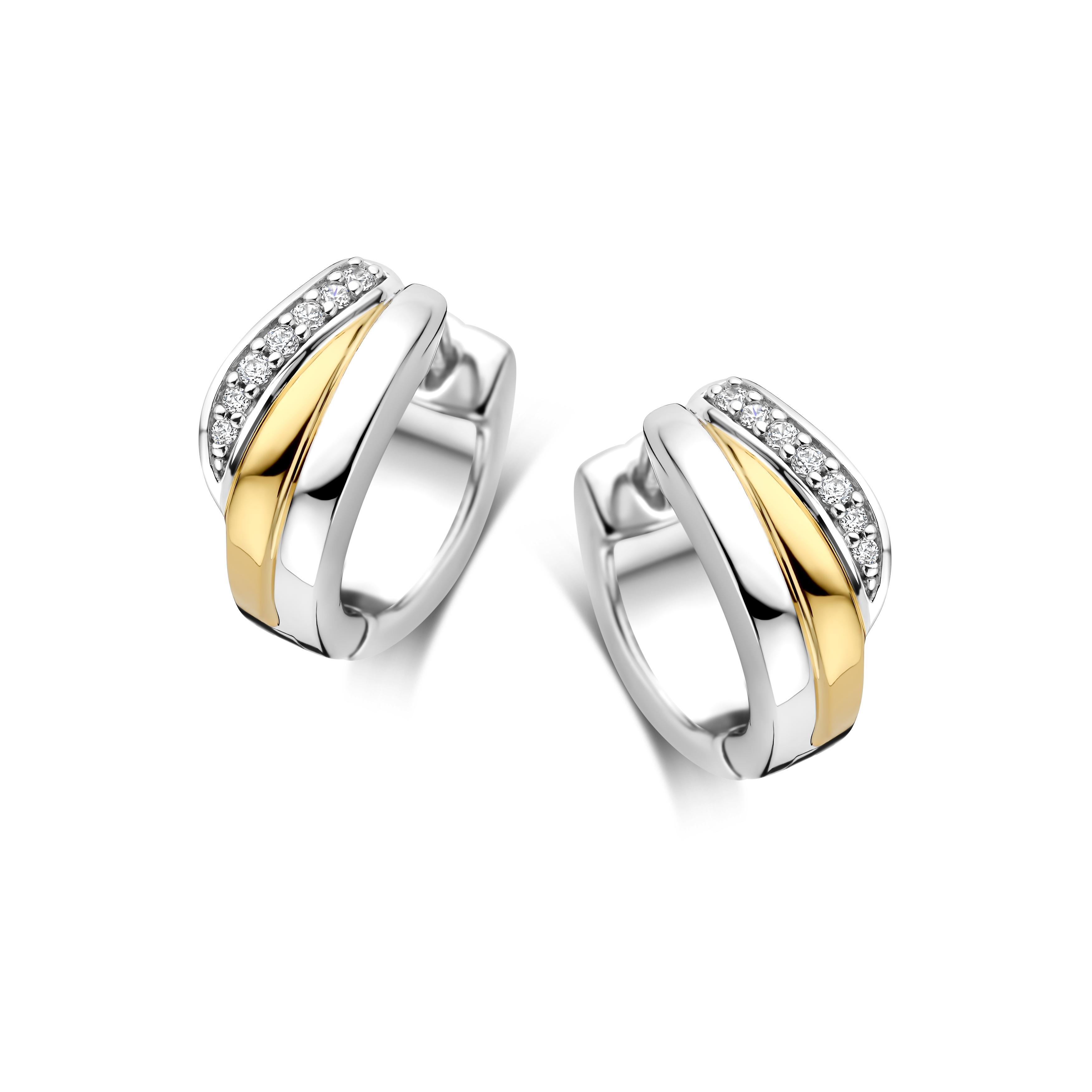 zilveren RdL oorringen, bicolor+ zirconias