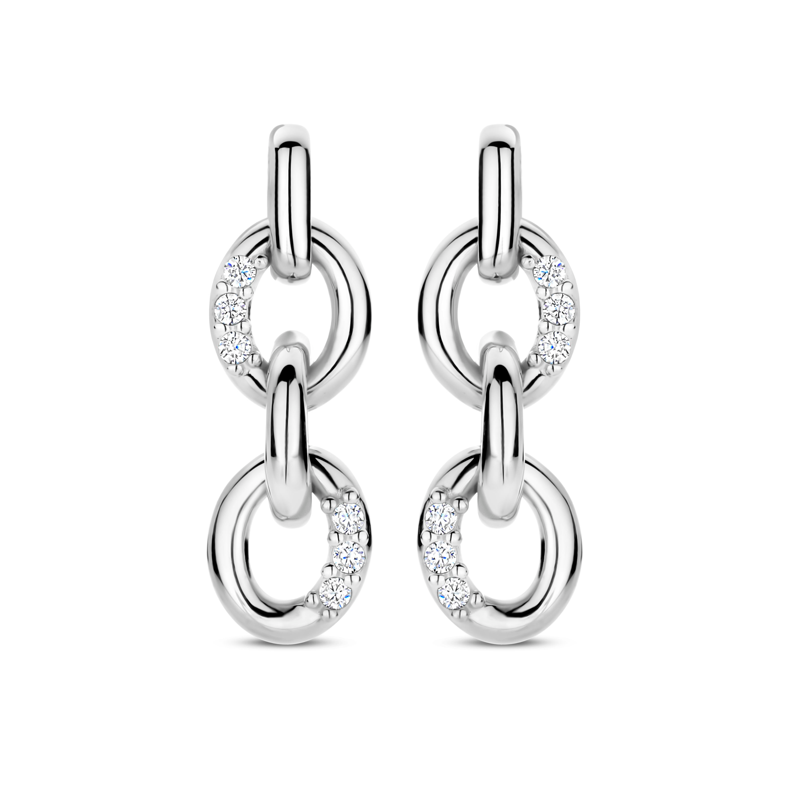 zilveren RdL oorhangers, 3 ovaaltjes+ cz