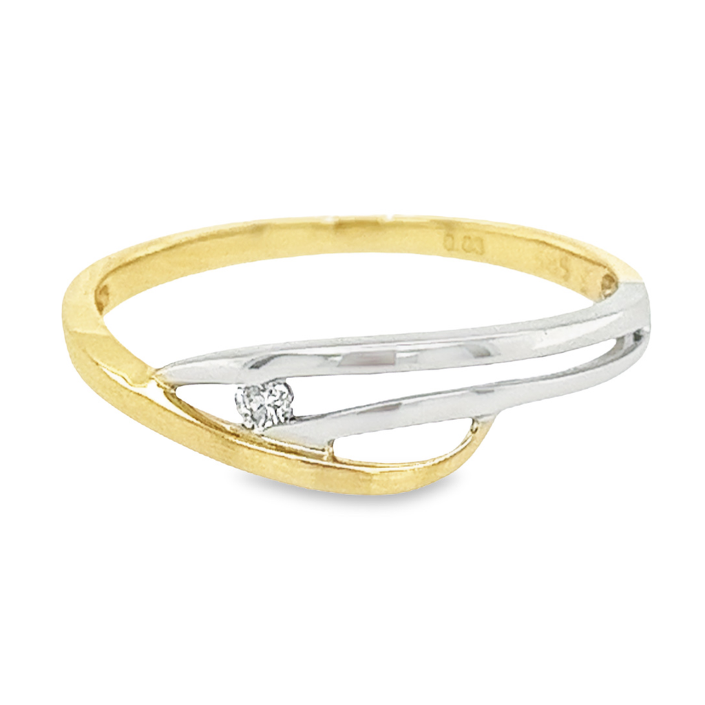 Bicolor gouden ring met Diamant 0,035 karaat (16,5 / 52)