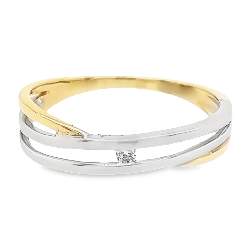  Bicolor gouden ring met Diamant 0,02 karaat (16,5 / 52)