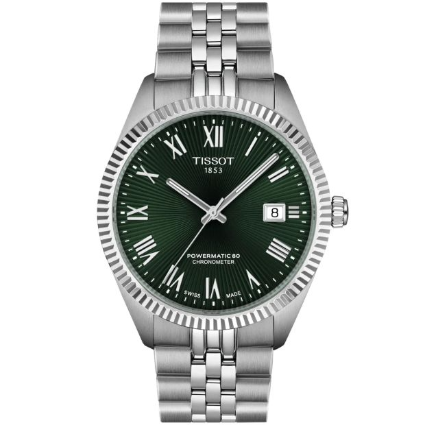 De Tissot Ballade Chronometer (modelnummer: T1564081109300) is een verfijnd horloge met een groene wijzerplaat en Romeinse cijfers. Het heeft een roestvrijstalen kast en band, saffierglas, en is waterdicht tot 10 ATM. Met automatische Zwitserse beweging, datumfunctie, en anti-allergische eigenschappen, is dit horloge zowel elegant als functioneel. Perfect voor zowel formele als casual gelegenheden.