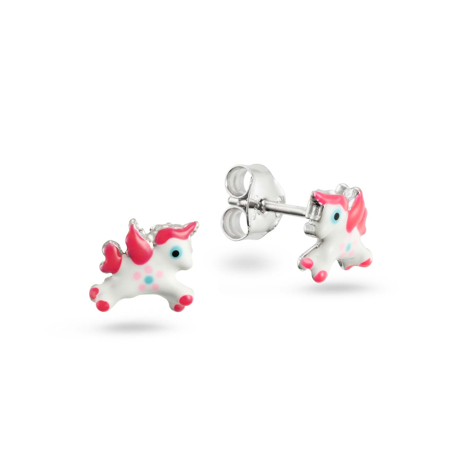 zilveren oorstekers, white unicorn