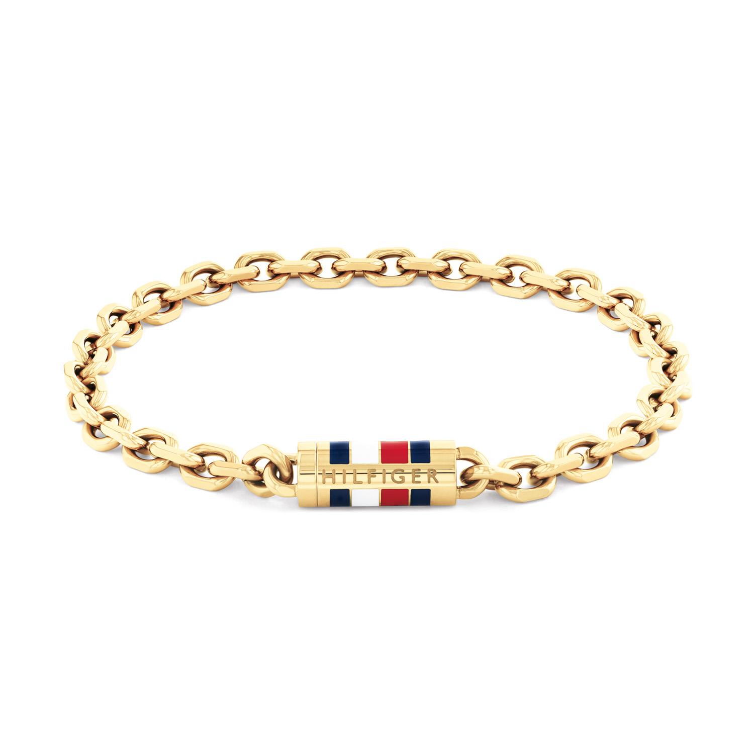Tommy Hilfiger Jewels TJ2790653S Armband Heren Staal 17,5cm GP
Deze armband van Tommy Hilfiger uit de jewelry serie Bruce Chain met nr: TJ2790653S is een stijlvol model, een musthave voor je Tommy collectie. De stalen glanzende goudkleurige heren armband heeft een anker schakel en een ronde magneetsluiting met emaille logo, is 5,6mm breed en heeft een lengte van 17,5cm. Ook leuk te combineren met andere armbanden en sieraden van Tommy Hilfiger.

Het merk:
Tommy Hilfiger is wereldwijd &eacute;&eacute;n van de grootste designer lifestyle merken en is internationaal bekend om haar classic American cool stijl. De sieraden zijn voor dames en heren met een eigen stijl, die niet bang zijn om dit aan de wereld te laten zien.

Specificaties:
- Armband Goudkleurig
- Materiaal: Staal
- Lengte 17,5cm
- Heren sieraad
