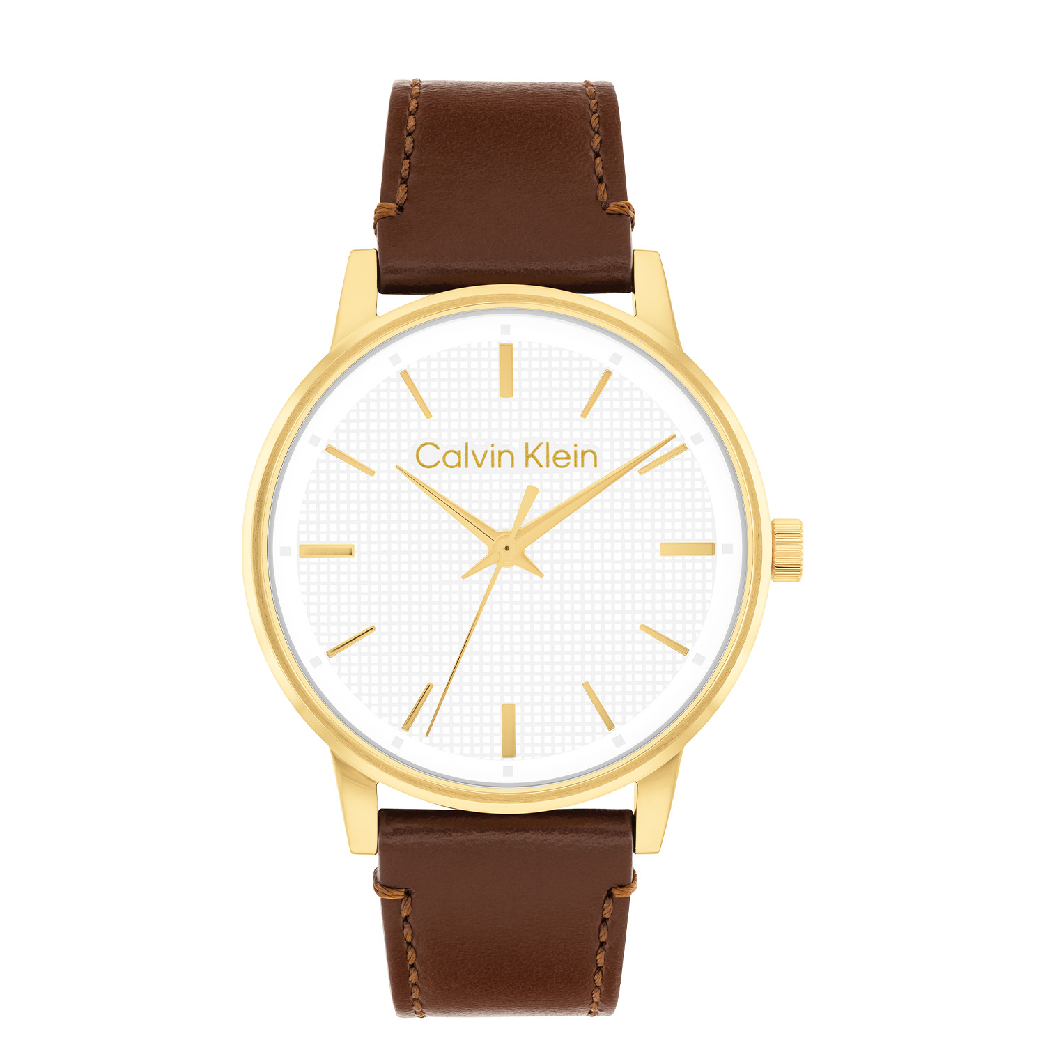 Calvin Klein CK25200503 Heren Horloge 41mm
Dit Calvin Klein herenhorloge met nr CK25200503 heeft een net uiterlijk. Het stalen horloge heeft een ronde goudkleurig kast met een gladde bezel en een bewerkte witte wijzerplaat met fijne wijzers en uurstrepen. Aan de kast zit een bruine lerenband met een gespsluiting. Het herenhorloge heeft een mineraalglas, een doorsnee van 41mm en is 3ATM.

OVER CALVIN KLEIN
Calvin Klein is een wereldwijd lifestylemerk dat gewaagde, vooruitstrevende idealen en een verleidelijke, vaak minimalistische, esthetiek nastreeft. Calvin Klein werd groot in de jaren 70 door haar mode- en merkjeans collecties. In de jaren 80 lanceerde Calvin Klein haar spraakmakende ondergoed dat uitdrukkelijk van logo &rsquo;s voorzien was. Vanwege het grote succes is het merk ook succesvol uitgerold in Accessoires, Parfums, Home, Brillen, Golf, Horloges en Sieraden.
Sinds de oprichting in 1968 door Calvin Klein, heeft het merk haar reputatie opgebouwd als leider in de Amerikaanse mode, dankzij een cleane esthetiek en innovatieve ontwerpen. Calvin Klein wil haar publiek verleiden en inspireren door middel van provocerende beelden en opvallende ontwerpen die prikkelen. 

SPECIFICATIES:
- Mineraalglas
- Stalen goudkleurige kast
- Witte wijzerplaat 
- Bruine lerenband
- Ronde kastvorm, &Oslash; 41mm
- 3ATM