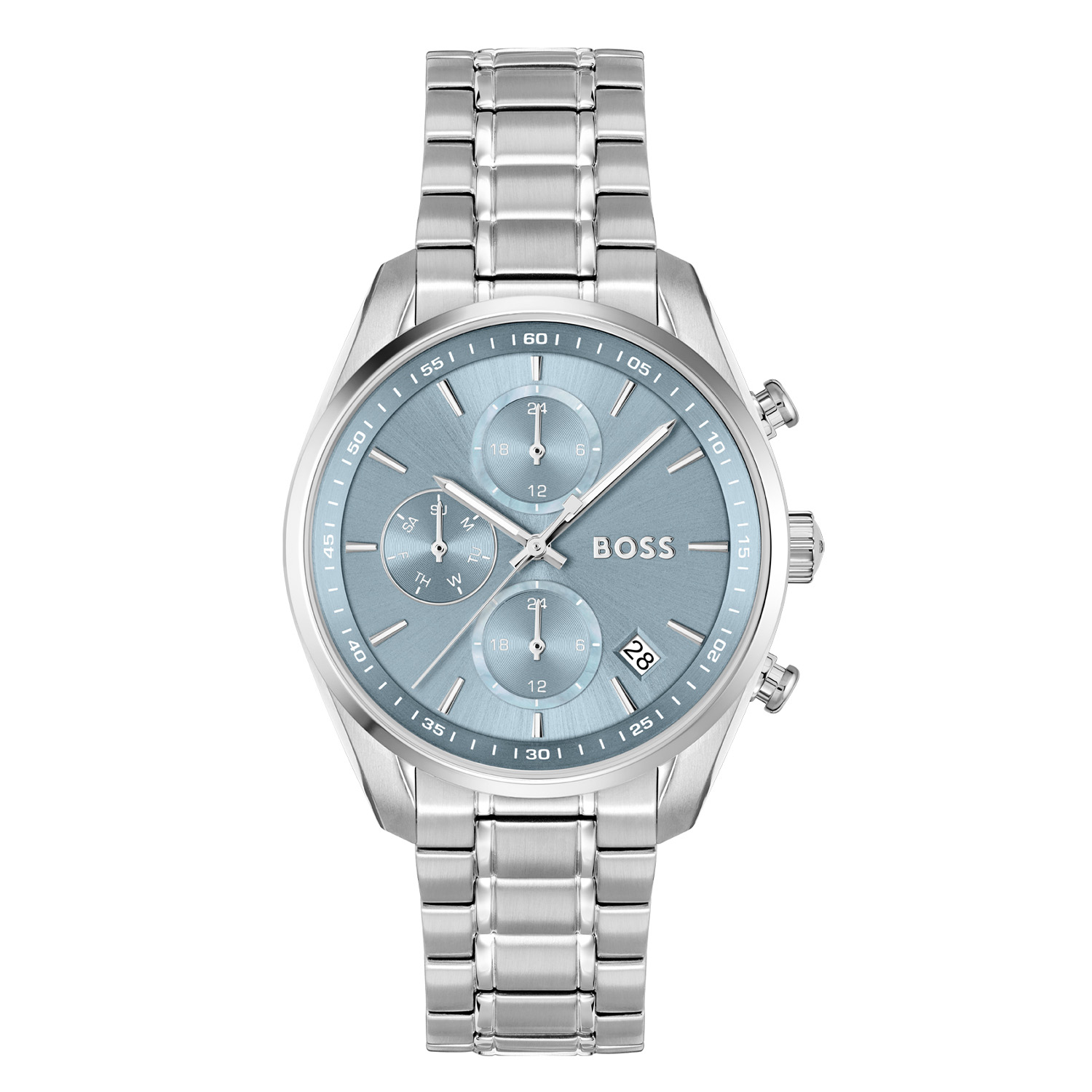 BOSS HB1502767 GRAND TOUR LADIES Dameshorloge 38mm 
Dit BOSS horloge uit de GRAND TOUR LADIES serie met artikelnr: HB1502767 heeft een luxe sportieve uitstraling. Zeer geschikt voor de moderne stijlvolle vrouw van nu. Het dameshorloge valt op door zijn stalen horlogekast met een gladde bezel en een lichtblauwe sunray wijzerplaat met een dag, datum en 24-uursaanduiding. Opvallend zijn de fijne wijzers. Aan de kast zit een stalen mat glanzende schakelband met een vouwsluiting. Het horloge heeft een doorsnee van 38mm met een mineraalglas en is 3ATM. 

HET MERK:
HUGO BOSS is afgestemd op levensstijlen waar het gaat om kwaliteit en precisie. Het wereldwijde fashionlabel is verdeeld in twee merken: BOSS en HUGO. Het merk BOSS biedt geavanceerde, moderne horloges gericht op kwaliteit en design om een onberispelijke look te creëren – of het nu zakelijk, casual of sportief is. De horloge collectie van BOSS is perfect afgestemd op levensstijlen waar het gaat om kwaliteit en precisie. BOSS is op maat gemaakt in een onberispelijke stijl.

Blijf stijlvol bij de tijd. Voor de BOSS-vrouw is stijl het handelsmerk en draait alles om
details. Breng uw look naar een hoger niveau met onze nieuwe en kenmerkende horlogecollectie.

SPECIFICATIES:
- Mineraalglas
- Ronde kastvorm, Ø 38mm
- Stalen horlogekast
- Lichtblauwe wijzerplaat
- Stalen schakelband
- 3ATM