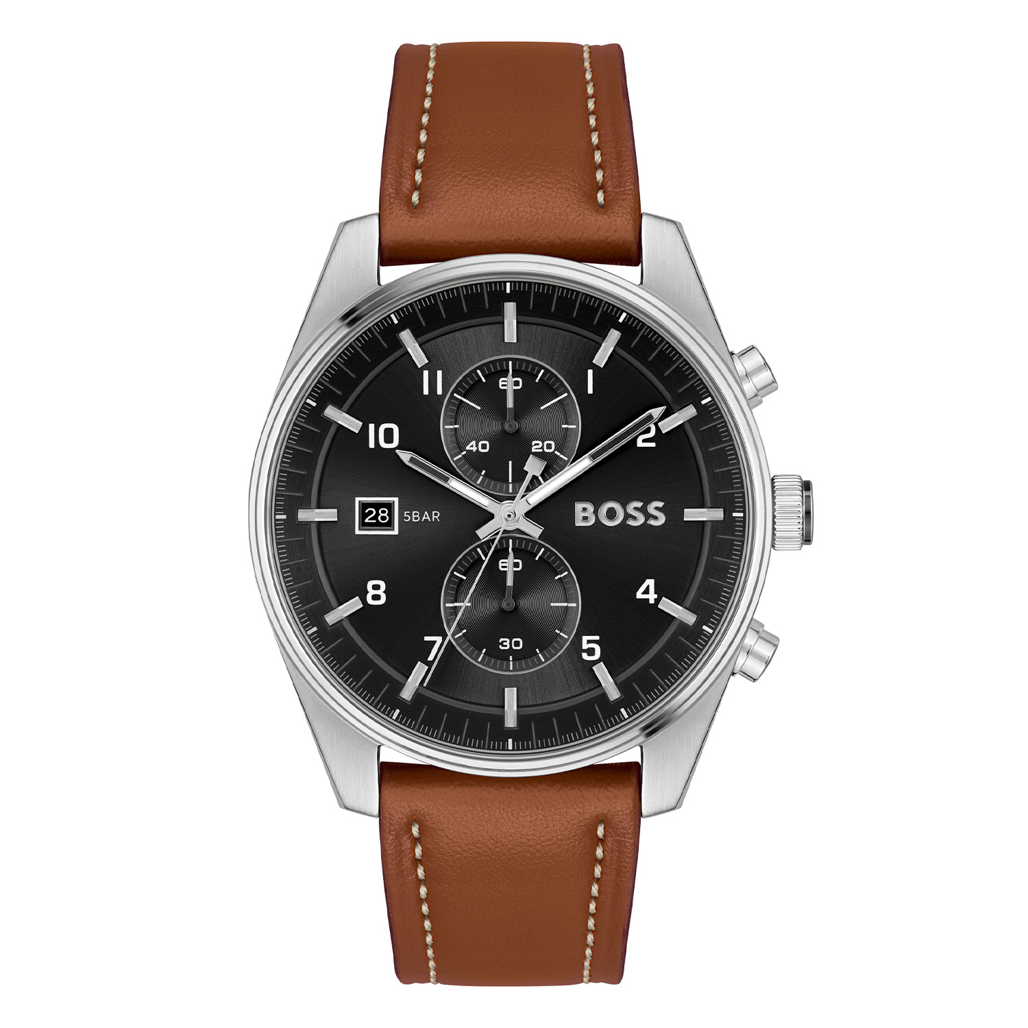 BOSS HB1514161 SKYTRAVELLER Herenhorloge 44mm 
Dit BOSS horloge uit de SKYTRAVELLER serie met artikelnr: HB1514161 heeft een luxe sportieve uitstraling. Zeer geschikt voor de moderne stijlvolle man van nu. Het herenhorloge valt op door zijn stalen horlogekast met een gladde bezel en een zwarte sunray wijzerplaat met een chronograaf en datum. Opvallend zijn de wijzers die met kleur en lumibrite de tijd aangeven. Aan de kast zit een gladde bruine leren band met gespsluiting. De kast van het horloge heeft een doorsnee van 44mm met mineraalglas en is 5ATM. 

HET MERK:
HUGO BOSS is afgestemd op levensstijlen waar het gaat om kwaliteit en precisie. Het wereldwijde fashionlabel is verdeeld in twee merken: BOSS en HUGO. Het merk BOSS biedt geavanceerde, moderne horloges gericht op kwaliteit en design om een onberispelijke look te creëren – of het nu zakelijk, casual of sportief is. De horloge collectie van BOSS is perfect afgestemd op levensstijlen waar het gaat om kwaliteit en precisie. BOSS is op maat gemaakt in een onberispelijke stijl.

Blijf stijlvol bij de tijd. Voor de BOSS-vrouw is stijl het handelsmerk en draait alles om
details. Breng uw look naar een hoger niveau met onze nieuwe en kenmerkende horlogecollectie.

SPECIFICATIES:
- Mineraalglas
- Ronde kastvorm, Ø 44mm
- Stalen horlogekast
- Zwarte wijzerplaat
- Bruine leren band