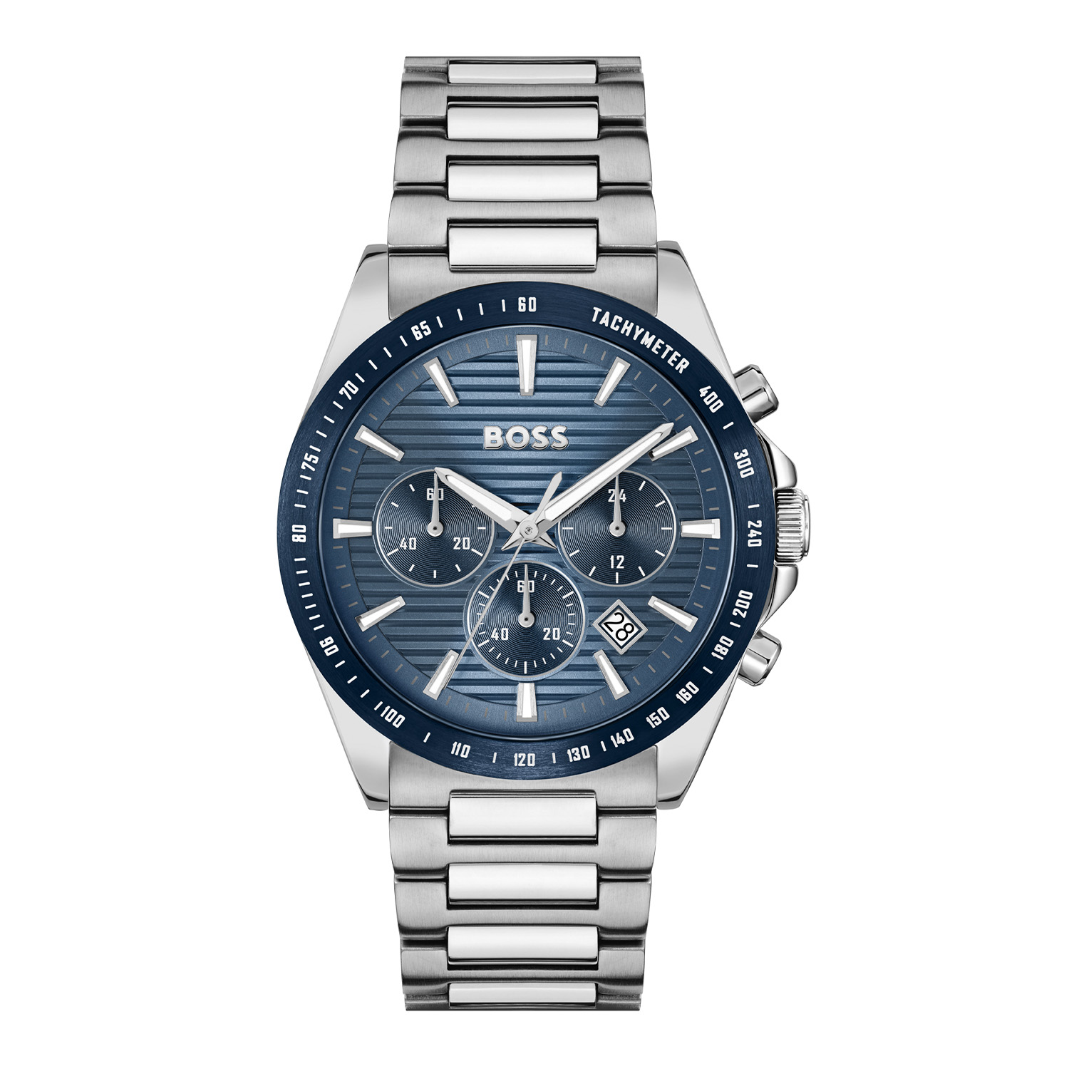BOSS is voor degenen die een zelfbepaald leven leiden met stijl, passie en doel.

BOSS HB1514240 STRIKE CHRONO Herenhorloge 41mm
Dit BOSS horloge uit de STRIKE CHRONO serie met artikelnr: HB1514240 heeft een luxe uitstraling. Zeer geschikt voor de moderne stijlvolle man van nu. Het herenhorloge valt op door zijn stalen horlogekast met een blauwe bezel met tachymeter en een blauwe sunray bewerkte wijzerplaat met een chronograaf en een datum. De wijzers en uurstrepen hebben een fijn lumibrite accent. Aan de kast zit een stalen schakelband met een vouwsluiting. Het horloge heeft een doorsnee van 41mm een mineraalglas en is 5ATM. 

HET MERK:
HUGO BOSS is afgestemd op levensstijlen waar het gaat om kwaliteit en precisie. Het wereldwijde fashionlabel is verdeeld in twee merken: BOSS en HUGO. Het merk BOSS biedt geavanceerde, moderne horloges gericht op kwaliteit en design om een onberispelijke look te creëren – of het nu zakelijk, casual of sportief is. De horloge collectie van BOSS is perfect afgestemd op levensstijlen waar het gaat om kwaliteit en precisie. BOSS is op maat gemaakt in een onberispelijke stijl.

Blijf stijlvol bij de tijd. Voor de BOSS-vrouw is stijl het handelsmerk en draait alles om
details. Breng uw look naar een hoger niveau met onze nieuwe en kenmerkende horlogecollectie.

SPECIFICATIES:
- Mineraalglas
- Ronde kastvorm, Ø 41mm
- Stalen horlogekast
- Blauwe wijzerplaat
- Stalen schakelband
- 5ATM