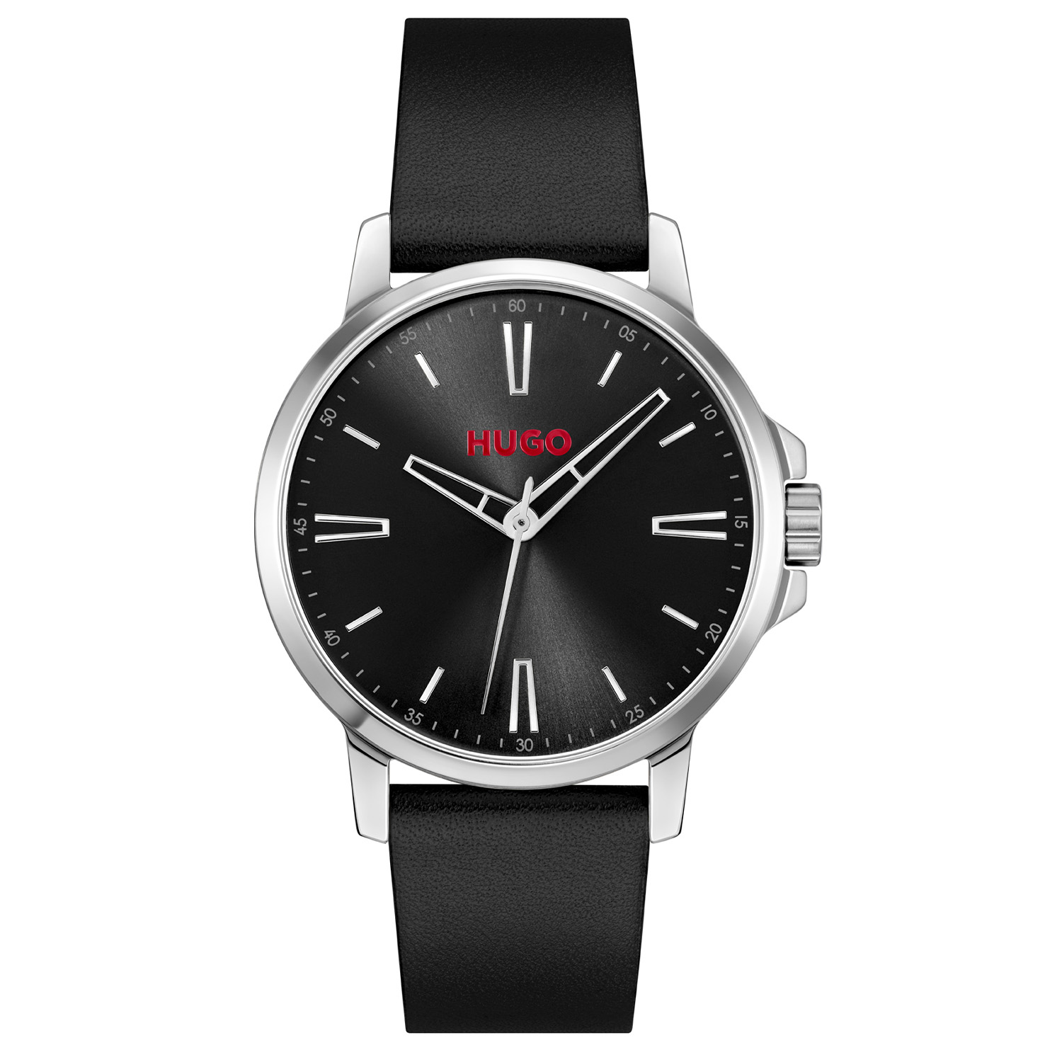 HUGO HU1530417 #SMOOTH 41mm
Dit HUGO horloge uit de SMOOTH serie met artikelnr. HU1530417 is ontworpen voor de man die zijn stijl gebruikt om zijn unieke persoonlijkheid uit te drukken. Het herenhorloge kenmerkt zich door zijn ronde stalen horlogekast met glanzende bezel. Het ontwerp is opvallend vanwege zijn nette 'kijk mij nou eens' uitstaling en de opengewerkte wijzers en uursaanduiding op de zwarte sunray wijzerplaat. Aan de kast zit een gladde zwarte lerenband met een gespsluiting. Het klassieke herenhorloge heeft een mineraalglas, een beschermde kroon, een doorsnee van 41mm en is 3ATM.

HET MERK:
HUGO BOSS is afgestemd op levensstijlen waar het gaat om kwaliteit en precisie. Het wereldwijde fashionlabel is verdeeld in twee merken: BOSS en HUGO. Het merk HUGO presenteert eigentijdse en vooruitstrevende designs volgens de laatste fashion trends waarmee mensen worden gestimuleerd om zichzelf te zijn. Scherp maatwerk en casual horloges gecombineerd met een progressieve attitude. HUGO horloges zijn er voor de urban en ruimdenkende man die de leiding durft te nemen. De enige regel van de HUGO-man als het om stijl gaat: zijn authentieke zelf en niets anders.

Maak kennis met de nieuwe horlogecollectie van HUGO.

SPECIFICATIES:
- Mineraalglas
- Ronde kastvorm, &Oslash; 41mm
- Stalen horlogekast
- Zwarte wijzerplaat
- Zwarte lerenband
- 3ATM