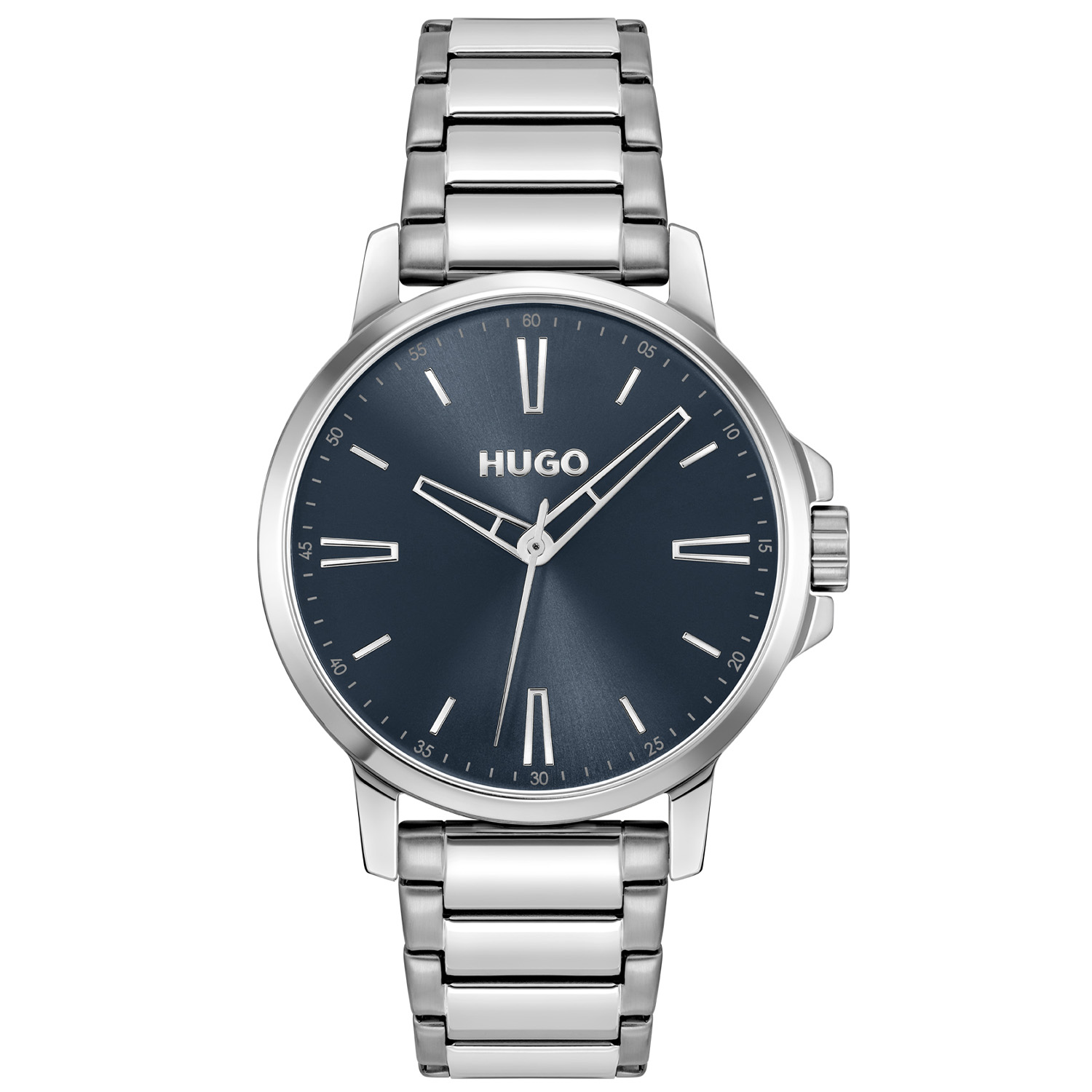 HUGO HU1530419 #SMOOTH 41mm
Dit HUGO horloge uit de SMOOTH serie met artikelnr. HU1530419 is ontworpen voor de man die zijn stijl gebruikt om zijn unieke persoonlijkheid uit te drukken. Het herenhorloge kenmerkt zich door zijn ronde stalen horlogekast met glanzende bezel. Het ontwerp is opvallend vanwege zijn nette 'kijk mij nou eens' uitstaling en de opengewerkte wijzers en uursaanduiding op de blauwe sunray wijzerplaat. Aan de kast zit een mat glanzende schakelband met een vouwsluiting. Het klassieke herenhorloge heeft een mineraalglas, een beschermde kroon, een doorsnee van 41mm en is 3ATM.

HET MERK:
HUGO BOSS is afgestemd op levensstijlen waar het gaat om kwaliteit en precisie. Het wereldwijde fashionlabel is verdeeld in twee merken: BOSS en HUGO. Het merk HUGO presenteert eigentijdse en vooruitstrevende designs volgens de laatste fashion trends waarmee mensen worden gestimuleerd om zichzelf te zijn. Scherp maatwerk en casual horloges gecombineerd met een progressieve attitude. HUGO horloges zijn er voor de urban en ruimdenkende man die de leiding durft te nemen. De enige regel van de HUGO-man als het om stijl gaat: zijn authentieke zelf en niets anders.

Maak kennis met de nieuwe horlogecollectie van HUGO.

SPECIFICATIES:
- Mineraalglas
- Ronde kastvorm, &Oslash; 41mm
- Stalen horlogekast
- Blauwe wijzerplaat
- Stalen schakelband
- 3ATM