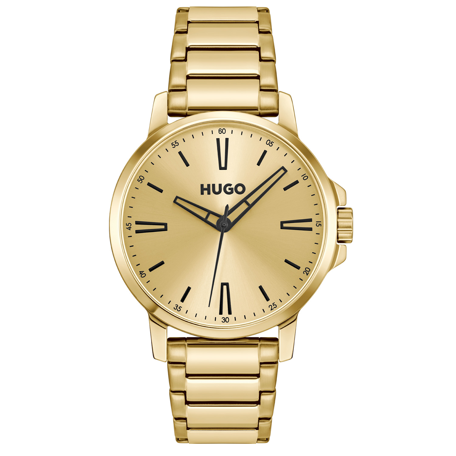 HUGO HU1530420 #SMOOTH 41mm
Dit HUGO horloge uit de SMOOTH serie met artikelnr. HU1530420 is ontworpen voor de man die zijn stijl gebruikt om zijn unieke persoonlijkheid uit te drukken. Het herenhorloge kenmerkt zich door zijn ronde stalen goudkleurige horlogekast met glanzende bezel. Het ontwerp is opvallend vanwege zijn nette 'kijk mij nou eens' uitstaling en de opengewerkte wijzers en uursaanduiding op de goudkleurige sunray wijzerplaat. Aan de kast zit een mat glanzende goudkleurige schakelband met een vouwsluiting. Het klassieke herenhorloge heeft een mineraalglas, een beschermde kroon, een doorsnee van 41mm en is 3ATM.

HET MERK:
HUGO BOSS is afgestemd op levensstijlen waar het gaat om kwaliteit en precisie. Het wereldwijde fashionlabel is verdeeld in twee merken: BOSS en HUGO. Het merk HUGO presenteert eigentijdse en vooruitstrevende designs volgens de laatste fashion trends waarmee mensen worden gestimuleerd om zichzelf te zijn. Scherp maatwerk en casual horloges gecombineerd met een progressieve attitude. HUGO horloges zijn er voor de urban en ruimdenkende man die de leiding durft te nemen. De enige regel van de HUGO-man als het om stijl gaat: zijn authentieke zelf en niets anders.

Maak kennis met de nieuwe horlogecollectie van HUGO.

SPECIFICATIES:
- Mineraalglas
- Ronde kastvorm, Ø 41mm
- Stalen goudkleurige horlogekast
- Goudkleurige wijzerplaat
- Stalen goudkleurige schakelband
- 3ATM