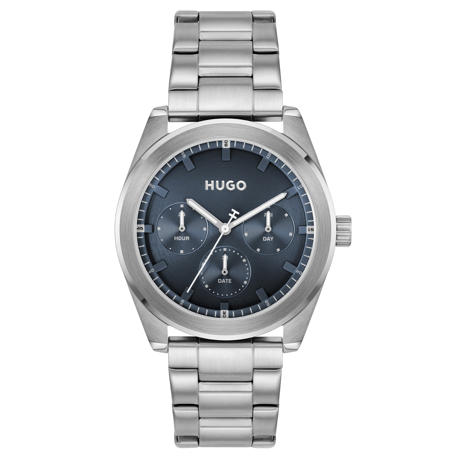 HUGO HU1530424 #BRIGHT SPORT 42mm
Dit HUGO horloge uit de BRIGHT SPORT serie met artikelnr. HU1530424 is ontworpen voor de man die zijn stijl gebruikt om zijn unieke persoonlijkheid uit te drukken. Het herenhorloge kenmerkt zich door zijn ronde stalen horlogekast. Het ontwerp is opvallend vanwege zijn stoere 'kijk mij nou eens' uitstaling en de wijzers met lumibrite op de blauwe geborstelde wijzerplaat. Het herenhorloge heeft een dag,- datum,- en 24-uursaanduiding. Aan de kast zit een stalen strak ogende schakelband met een vouwsluiting. Het sportief stoer ogende herenhorloge heeft een mineraalglas, een doorsnee van 42mm en is 5ATM.

HET MERK:
HUGO BOSS is afgestemd op levensstijlen waar het gaat om kwaliteit en precisie. Het wereldwijde fashionlabel is verdeeld in twee merken: BOSS en HUGO. Het merk HUGO presenteert eigentijdse en vooruitstrevende designs volgens de laatste fashion trends waarmee mensen worden gestimuleerd om zichzelf te zijn. Scherp maatwerk en casual horloges gecombineerd met een progressieve attitude. HUGO horloges zijn er voor de urban en ruimdenkende man die de leiding durft te nemen. De enige regel van de HUGO-man als het om stijl gaat: zijn authentieke zelf en niets anders.

Maak kennis met de nieuwe horlogecollectie van HUGO.

SPECIFICATIES:
- Mineraalglas
- Ronde kastvorm, &Oslash; 42mm
- Stalen horlogekast
- Blauwe wijzerplaat
- Stalen schakelband
- 5ATM