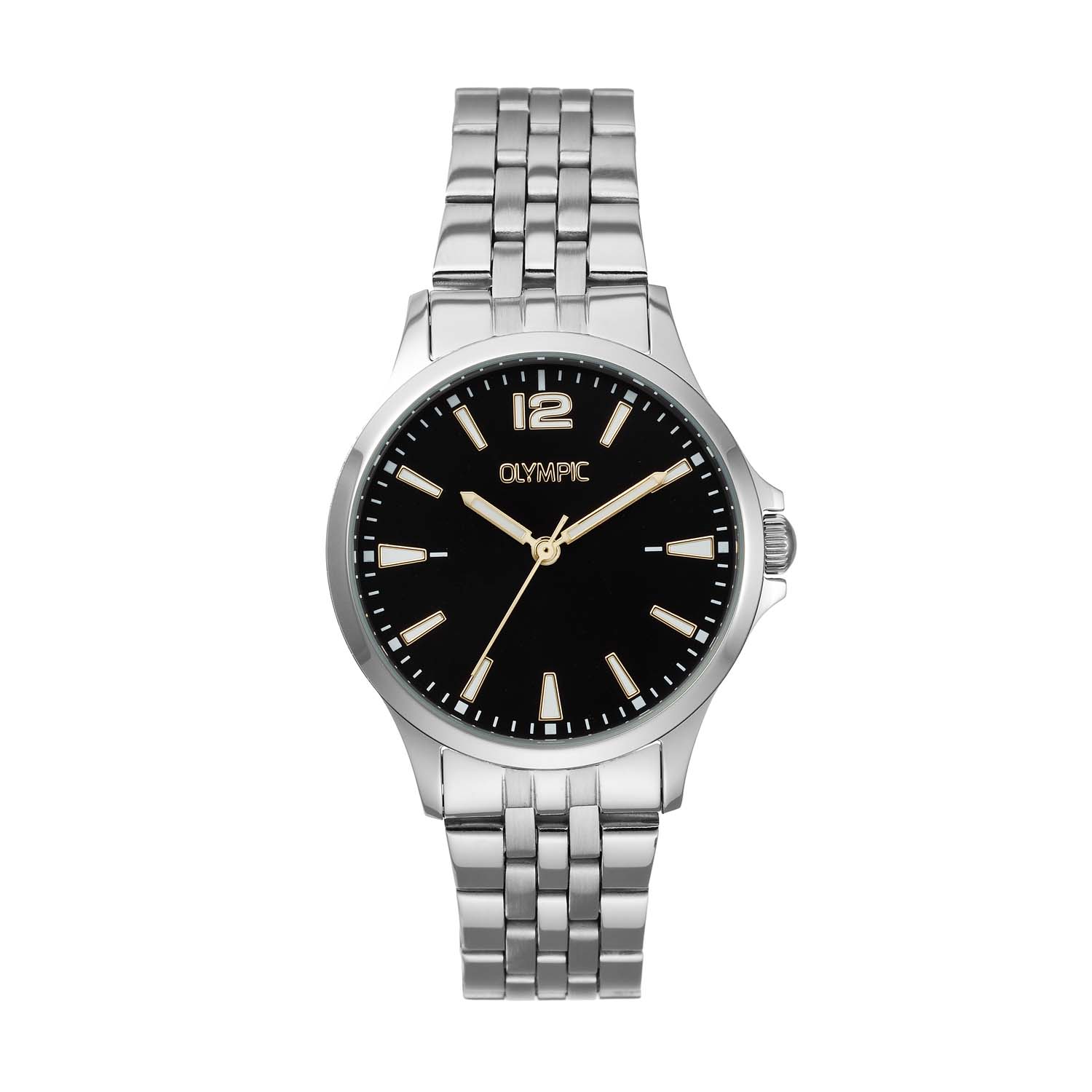 Olympic OL72DSS109 Dani Horloge Staal 32mm 
Dit unieke Olympic horloge met artikelnummer: OL72DSS109 is een dameshorloge met een classic sportieve uitstraling. Het horloge heeft een ronde stalen kast met een zwarte wijzerplaat met de 12, streepjes en goudkleurige en lumibrite accenten. Aan de kast zit een stalen schakelband met vouwsluiting. Het horloge heeft een mineraalglas, een doorsnee van 32mm en is 5ATM.

Het merk:
Het Nederlandse horlogemerk Olympic levert stoere chronografen, slimline series, digitale uurwerken en elegante dameshorloges. De prijs-kwaliteitverhouding staat bij Olympic hoog in het vaandel met prijzen die uiteenlopen van &euro; 34,95 tot en met &euro; 159,00.

100% Nederlands ontwerp, waterdicht en standaard 3 jaar fabrieksgarantie.

Specificaties:
- Ronde kast &Oslash; 32mm
- Stalen horlogekast
- Zwarte wijzerplaat
- Stalen schakelband
- 5ATM 
- Standaard 3 jaar fabrieksgarantie
- Mineraalglas
