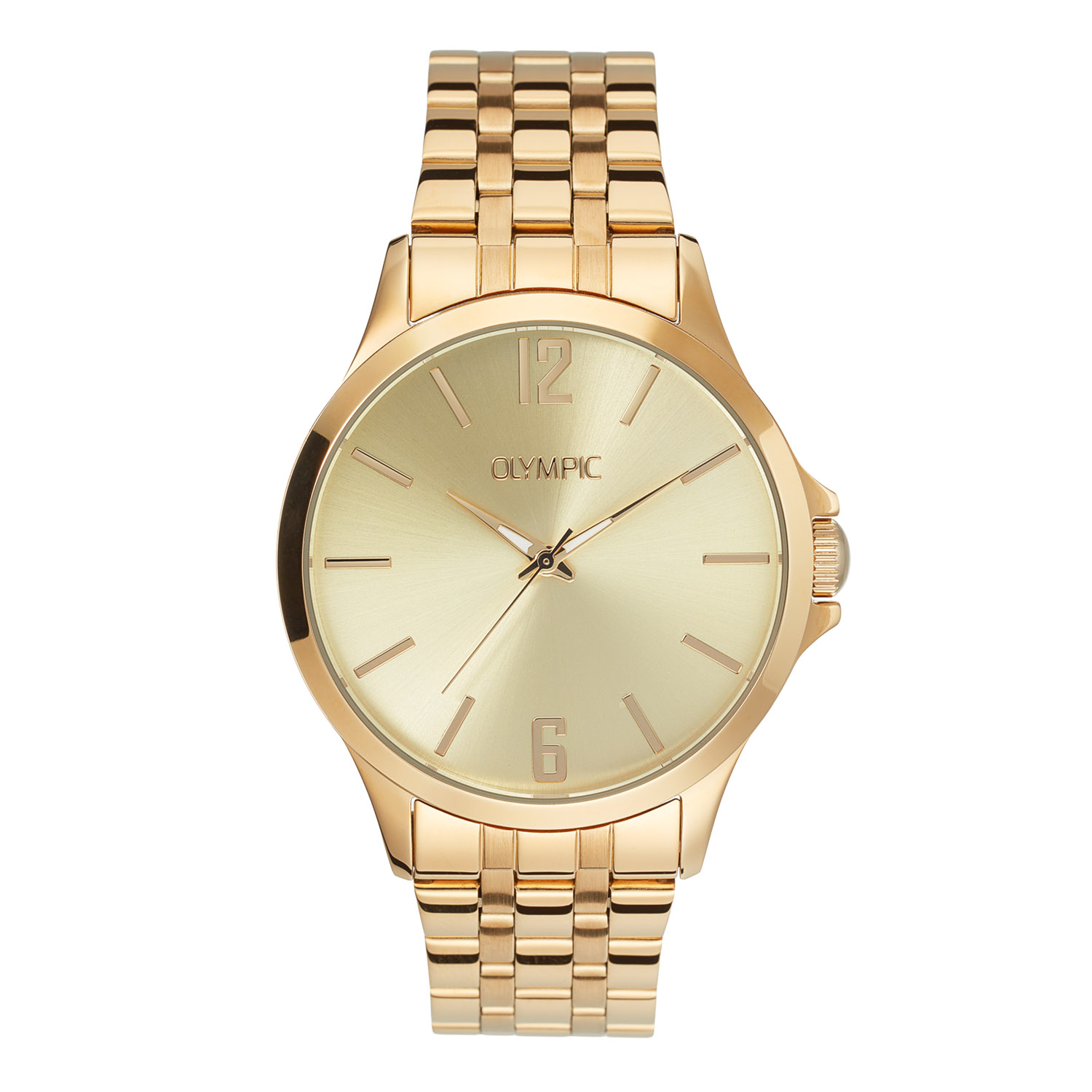 Olympic OL72HDD013 Danny Horloge Staal 40mm 
Dit unieke Olympic horloge met artikelnummer: OL72HDD013 is een herenhorloge met een classic sportieve uitstraling. Het horloge heeft een ronde goudkleurige stalen kast met een goudkleurige wijzerplaat met de 12 en de 6 in Romeinse cijfers en de andere uursaanduiding in strepen. Aan de kast zit een goudkleurige schakelband met een vouwsluiting. Het horloge heeft een mineraalglas, een doorsnee van 40mm en is 5ATM.

Het merk:
Een mooi horloge hoeft niet duur te zijn! Het Nederlandse horlogemerk Olympic levert stoere chronografen, slimline series, digitale uurwerken en elegante dameshorloges. De prijs-kwaliteitverhouding staat bij Olympic hoog in het vaandel met prijzen die uiteenlopen van &euro; 34,95 tot en met &euro; 169,00.

100% Nederlands ontwerp, waterdicht en standaard 3 jaar fabrieksgarantie.

Specificaties:
- Ronde kast &Oslash; 40mm
- Stalen horlogekast
- Goudkleurige wijzerplaat
- Goudkleurige schakelband
- 5ATM 
- Standaard 3 jaar fabrieksgarantie
- Mineraalglas