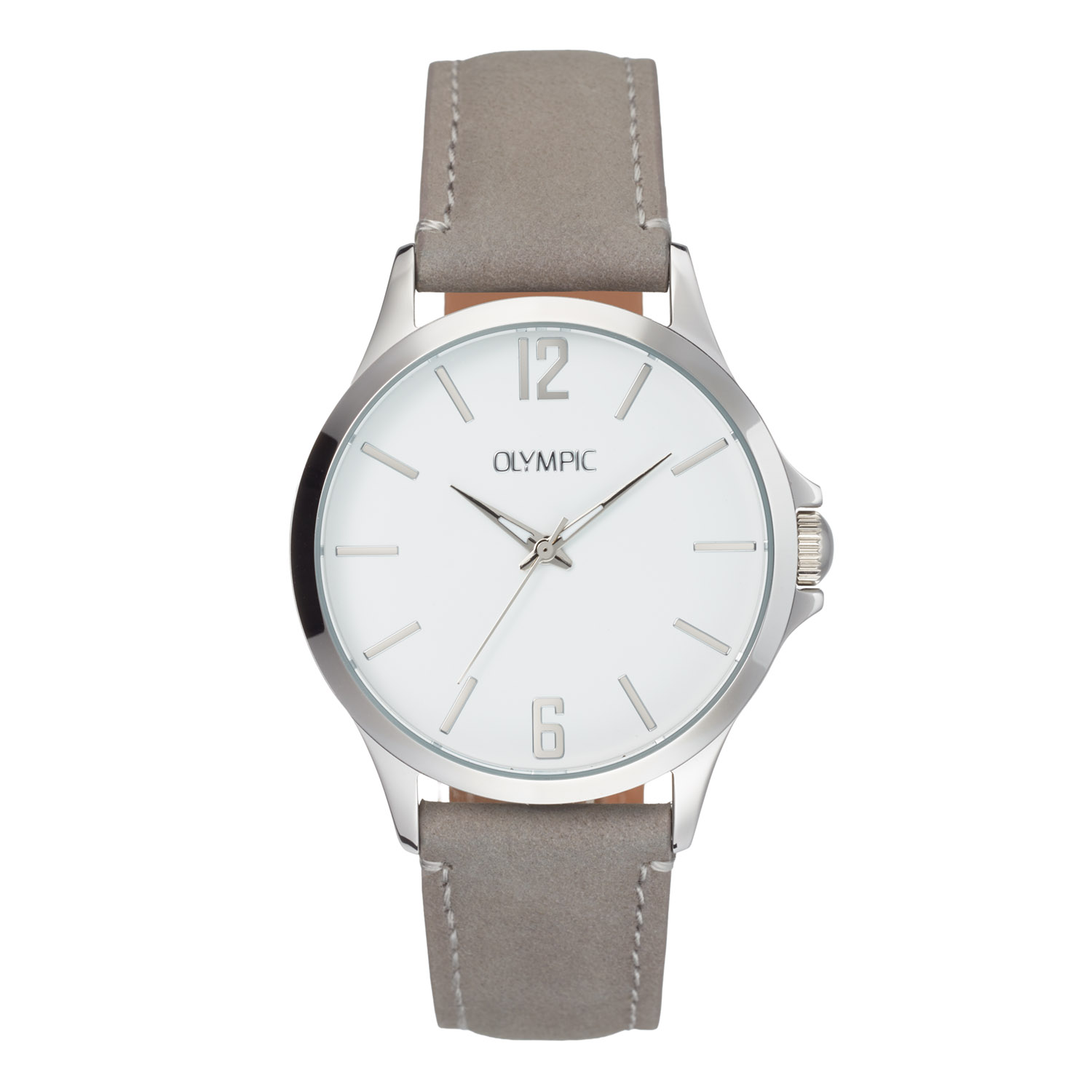 Olympic OL72HSL083 Danny Horloge Staal 40mm 
Dit unieke Olympic horloge met artikelnummer: OL72HSL083 is een herenhorloge met een classic sportieve uitstraling. Het horloge heeft een ronde stalen kast met een witte wijzerplaat met de 12 en de 6 in Romeinse cijfers en de andere uursaanduiding in strepen. Aan de kast zit een grijze lerenband met een gespsluiting. Het horloge heeft een mineraalglas, een doorsnee van 40mm en is 5ATM.

Het merk:
Een mooi horloge hoeft niet duur te zijn! Het Nederlandse horlogemerk Olympic levert stoere chronografen, slimline series, digitale uurwerken en elegante dameshorloges. De prijs-kwaliteitverhouding staat bij Olympic hoog in het vaandel met prijzen die uiteenlopen van &euro; 34,95 tot en met &euro; 169,00.

100% Nederlands ontwerp, waterdicht en standaard 3 jaar fabrieksgarantie.

Specificaties:
- Ronde kast &Oslash; 40mm
- Stalen horlogekast
- Witte wijzerplaat
- Grijze lerenband
- 5ATM 
- Standaard 3 jaar fabrieksgarantie
- Mineraalglas